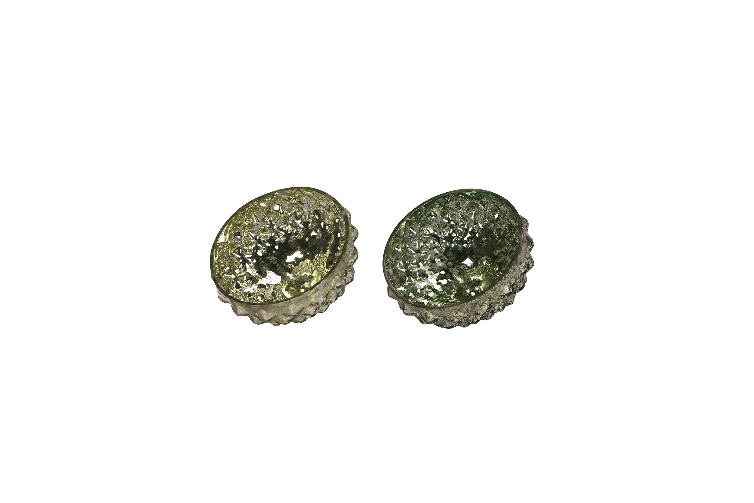 finehomegarden Teichfigur Schwimmschale Glas Teelicht grün Ø10 cm Handgefertigte Schalen, (Set, 2-St., 2 tlg), Schwimmdekoration für Wasserschalen, Teiche & Garten 2farbig sortiert