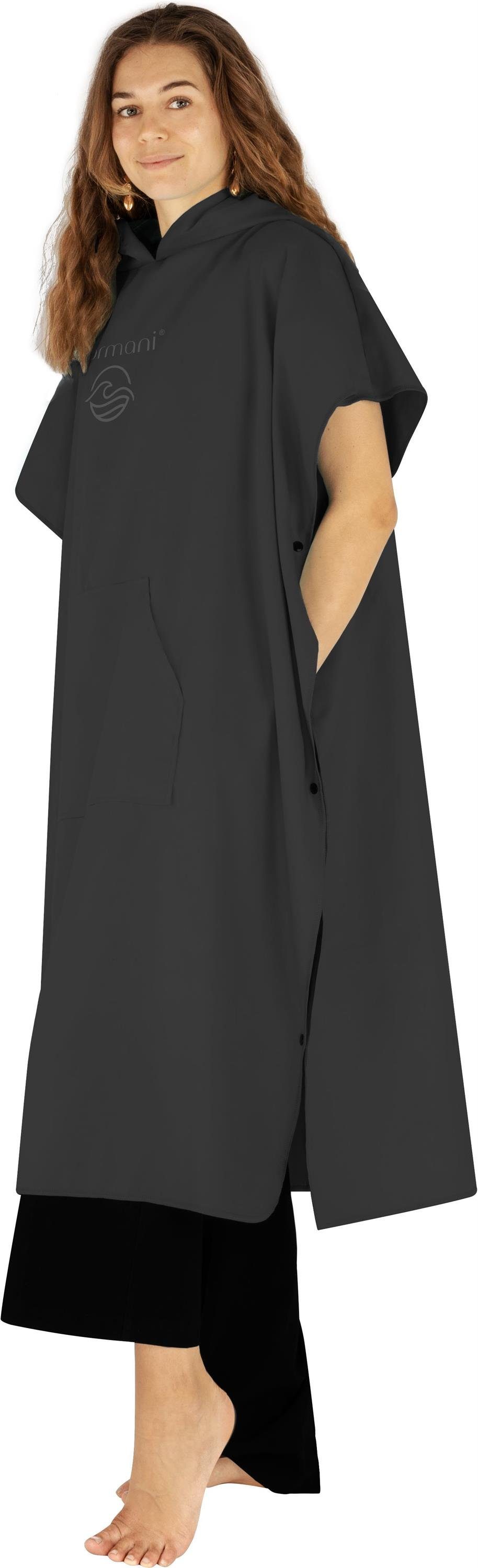 normani Badeponcho Damen Mikrofaser Badeponcho Nosara, Midilänge, Polyester, Kapuze, Schlupf, Surfer Poncho + Badetuch aus recyceltem Material – Bild 2 von 5