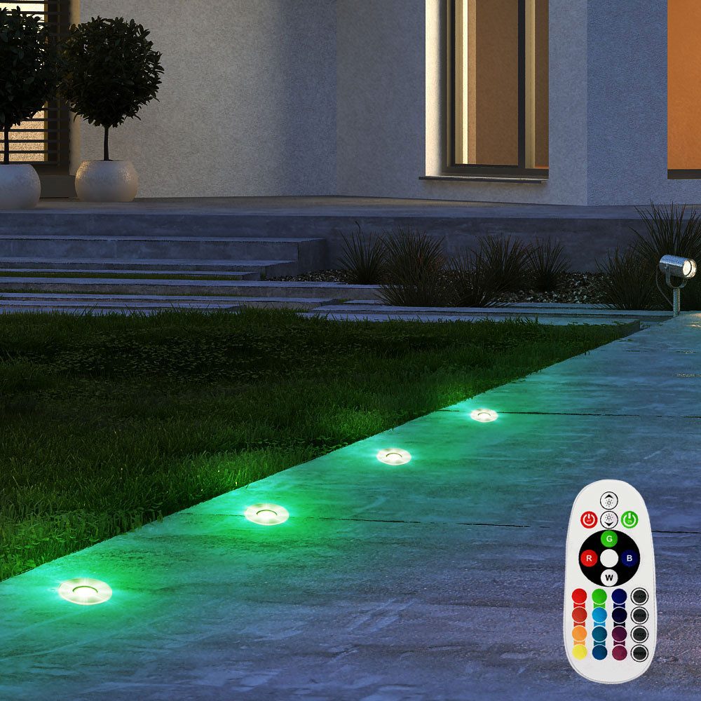 GLOBO LIGHTING LED Einbaustrahler, Leuchtmittel inklusive, Warmweiß, Farbwechsel, 4x Boden Einbau Strahler Fernbedienung Einfahrt Garten