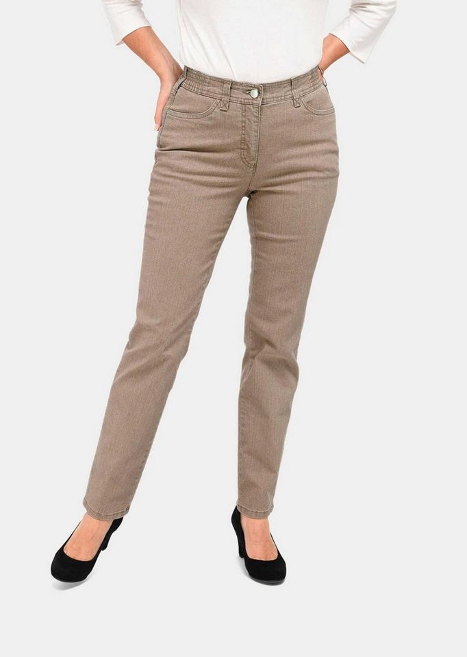 GOLDNER Bequeme Jeans Kurzgröße: Denimhose mit Stretchkomfort Stretchhose mit elastischem Bund, Taschen und Knöchellänge