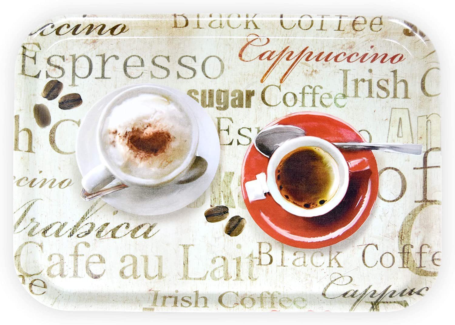Lashuma Tablett Espresso, (1-tlg), Beiges Serviertablett Kunststoff 38x26 cm