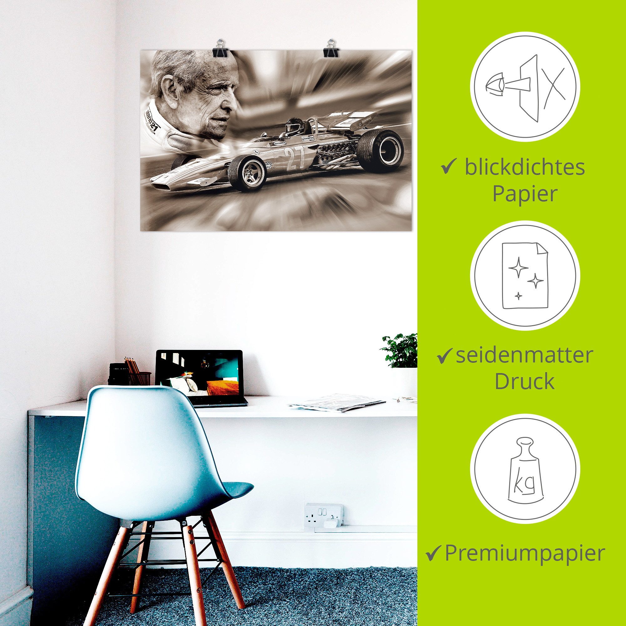 Artland Wandbild Die belgische Legende Jacky Ickx, Funsport (1 St), als Alubild, Leinwandbild, Poster, Wandaufkleber in verschied. Größen