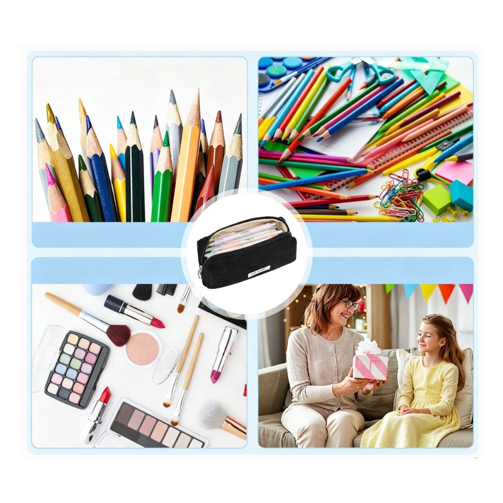 Zaewry Schreibgeräteetui Cord Federmäppchen Groß, Stifteetui für Mädchen & Teenager, (1-tlg), Mäppchen für Schule, Uni & Büro – Bild 5 von 5
