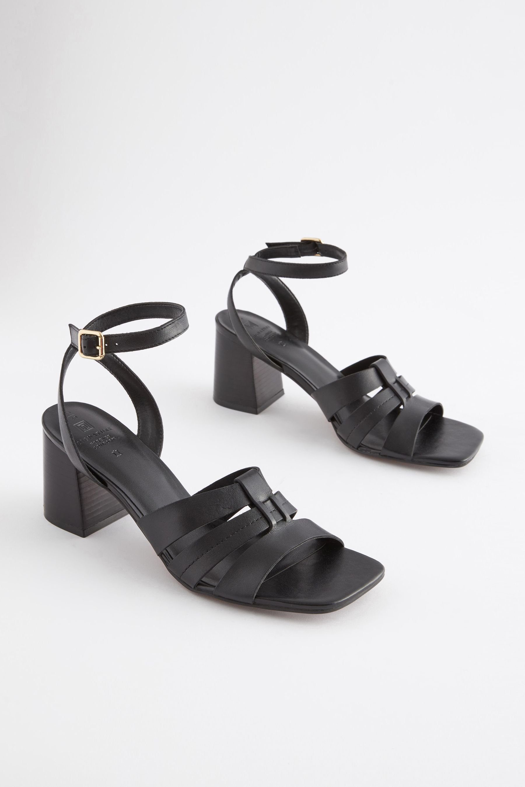 Sandalette Next Blockabsatz Black Signature (1-tlg) Ledersandalen mit