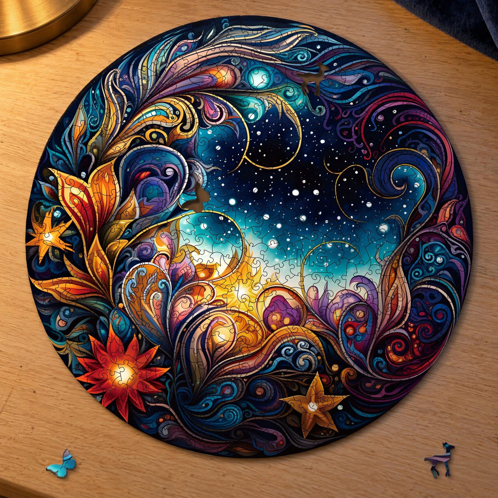 MagicHolz Puzzle Kosmische Blüten Mandala aus Holz, 306 Puzzleteile