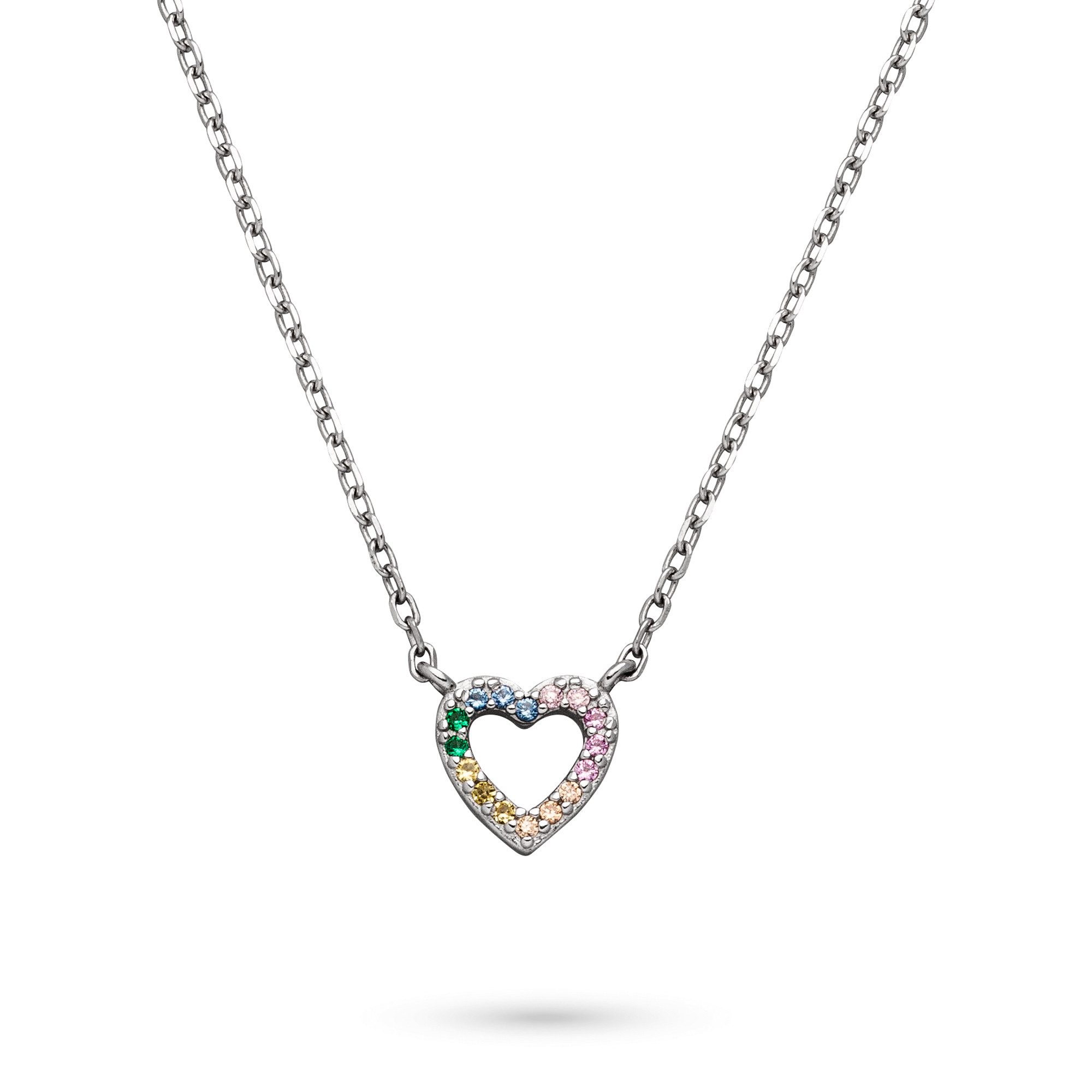 s.Oliver Kette mit Anhänger Rainbow Heart, Herz, mit Zirkonia (synth)