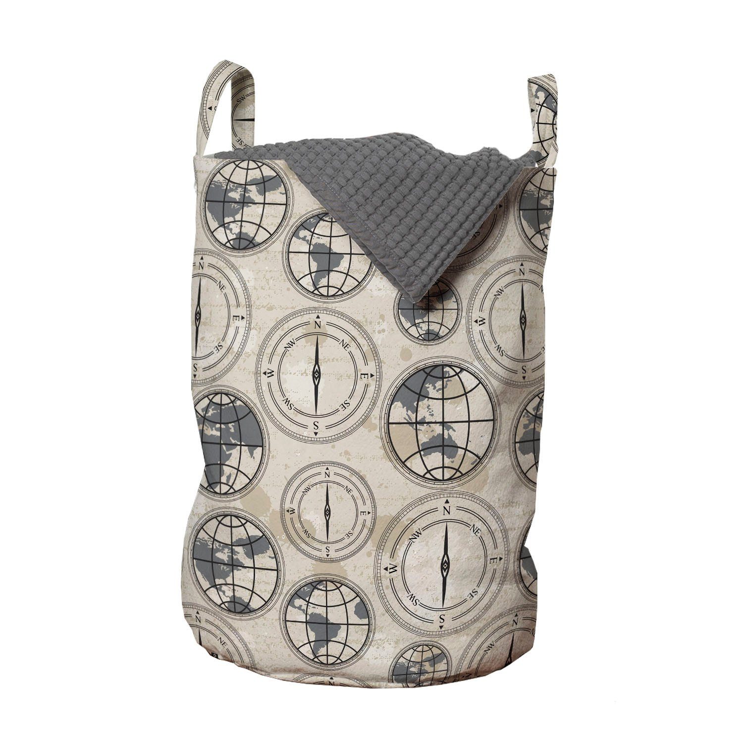 Griffen Kontinente Wäschekorb Waschsalons, mit für Abakuhaus Kordelzugverschluss Muster Kompass Wäschesäckchen