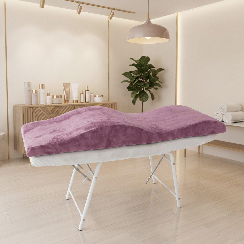 STM Company Massageliege Memory Foam Wellenmatratze für Kosmetikliege (180x60 cm / 190x70 cm, mit Veloursbezug), Anatomischer Lash Topper für Wimpern, PMU & Kosmetik