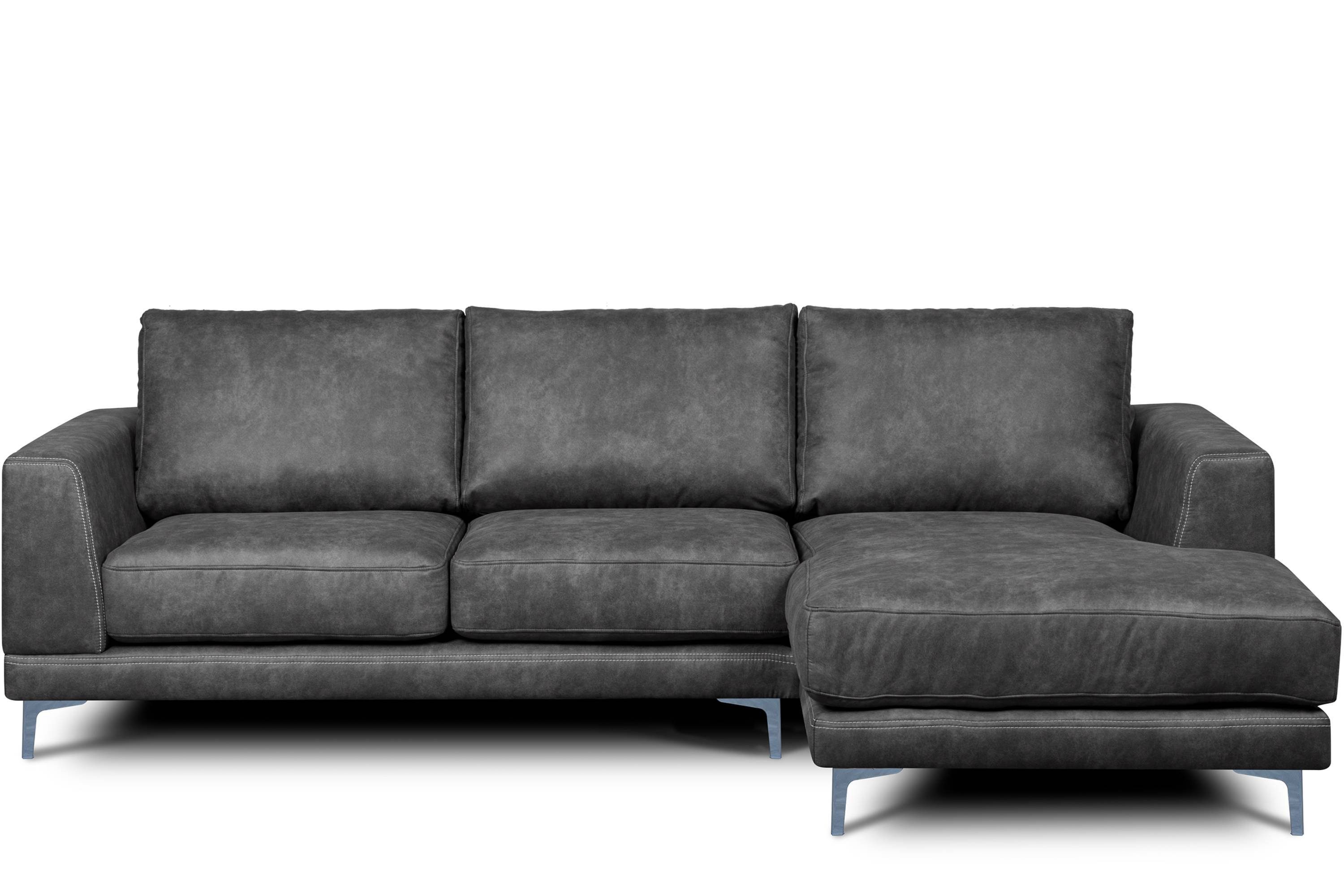 Konsimo Ecksofa HOLCO Ecksofa rechts, zeitloses Design, hohe Beine, Öko-Leder dunkelgrau | dunkelgrau | dunkelgrau