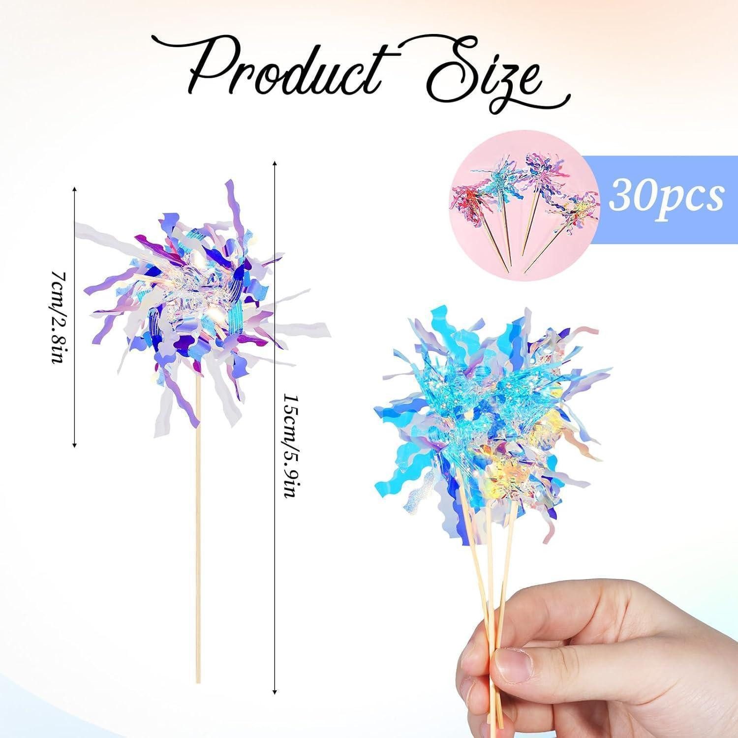 LuxusKollektion Partyspieße Tortendeko Feuerwerk 30 Stück Folie Glitzer Cupcake Topper 15 cm