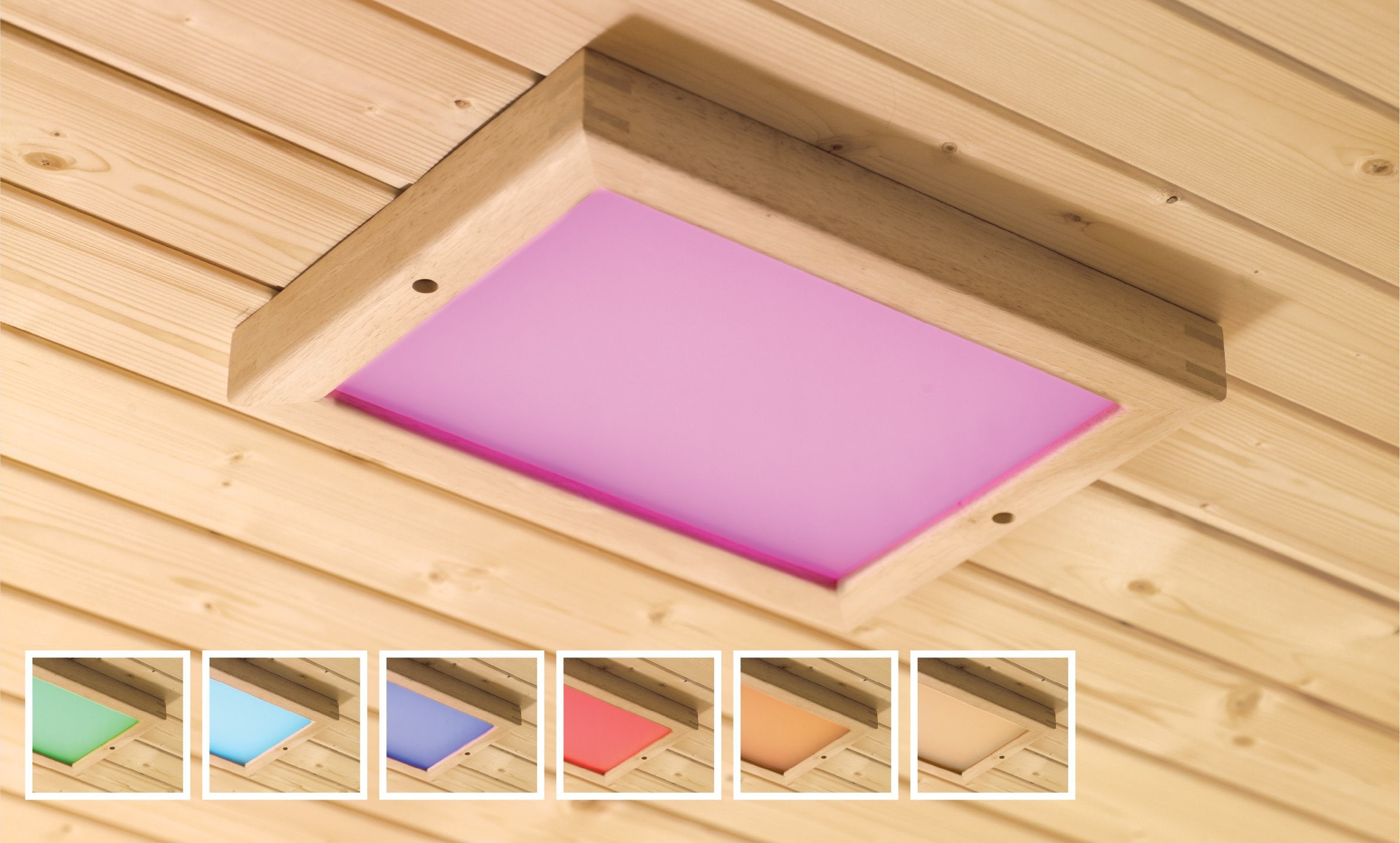 Karibu Saunaleuchte LED-Farblichtanwendung Größe 2, LED fest integriert, mit Fernbedienung, für Innensaunen