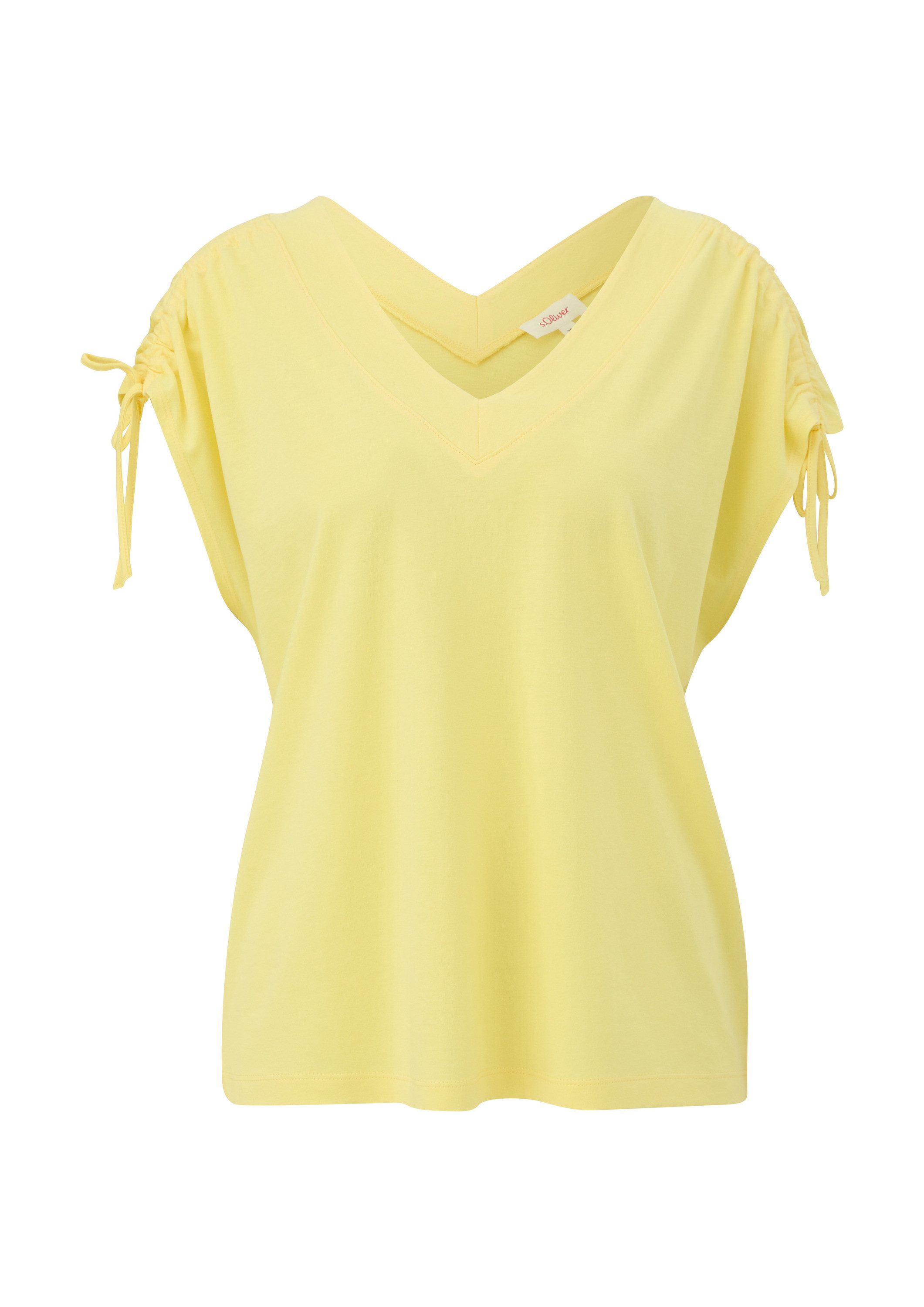 s.Oliver Kurzarmshirt T-Shirt Ärmelloses Shirt mit Bindedetails an der Schu günstig online kaufen