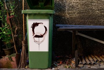 MuchoWow Wandsticker Abstrakt - Blume - Kaffee - Pastell (1 St), Mülleimer-aufkleber, Mülltonne, Sticker, Container, Abfalbehälter