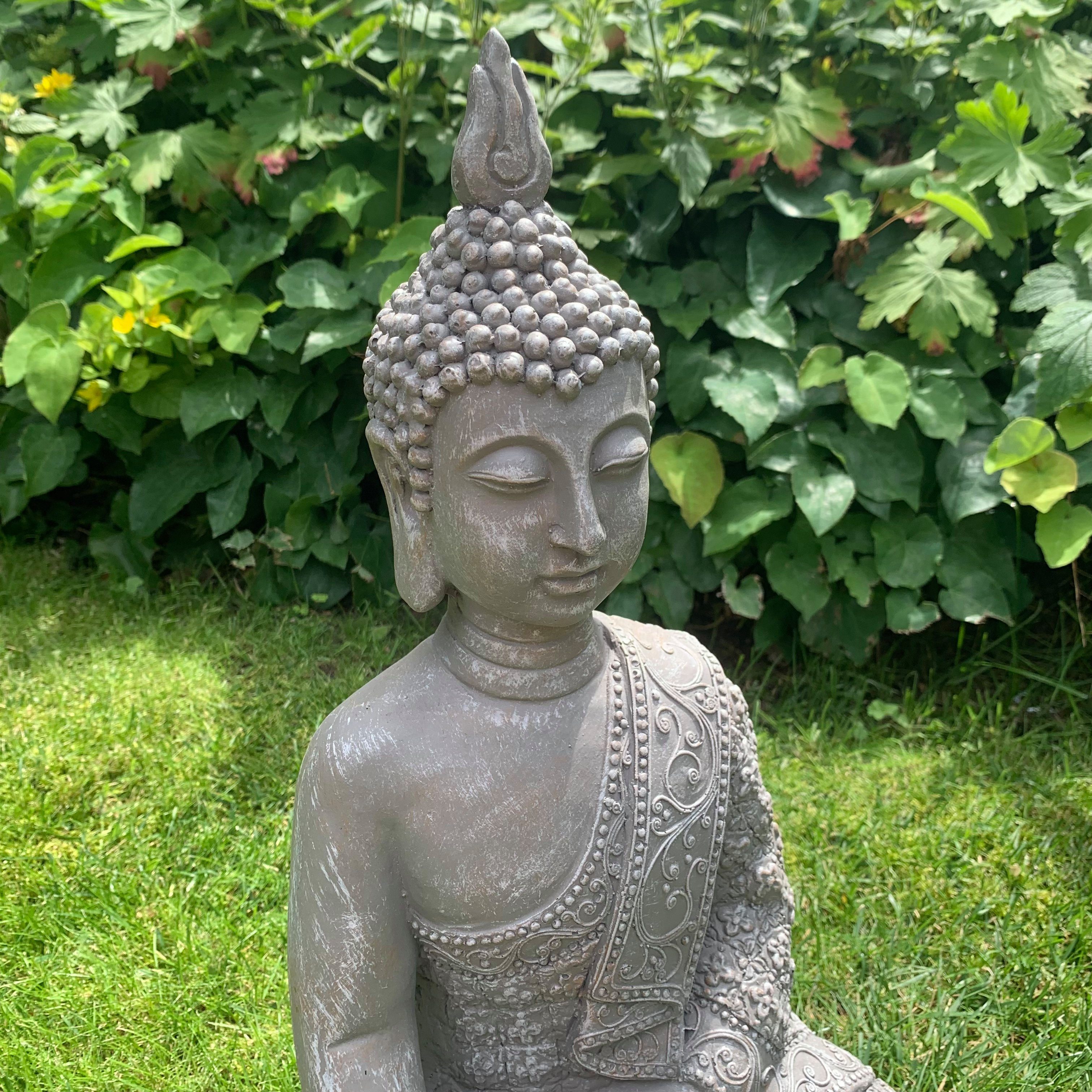 K&L Wall Art Buddhafigur Boho Buddha Statue Kunststein Beton Feng Shui Deko (1, Gartenfigur), 45cm große Steinfigur