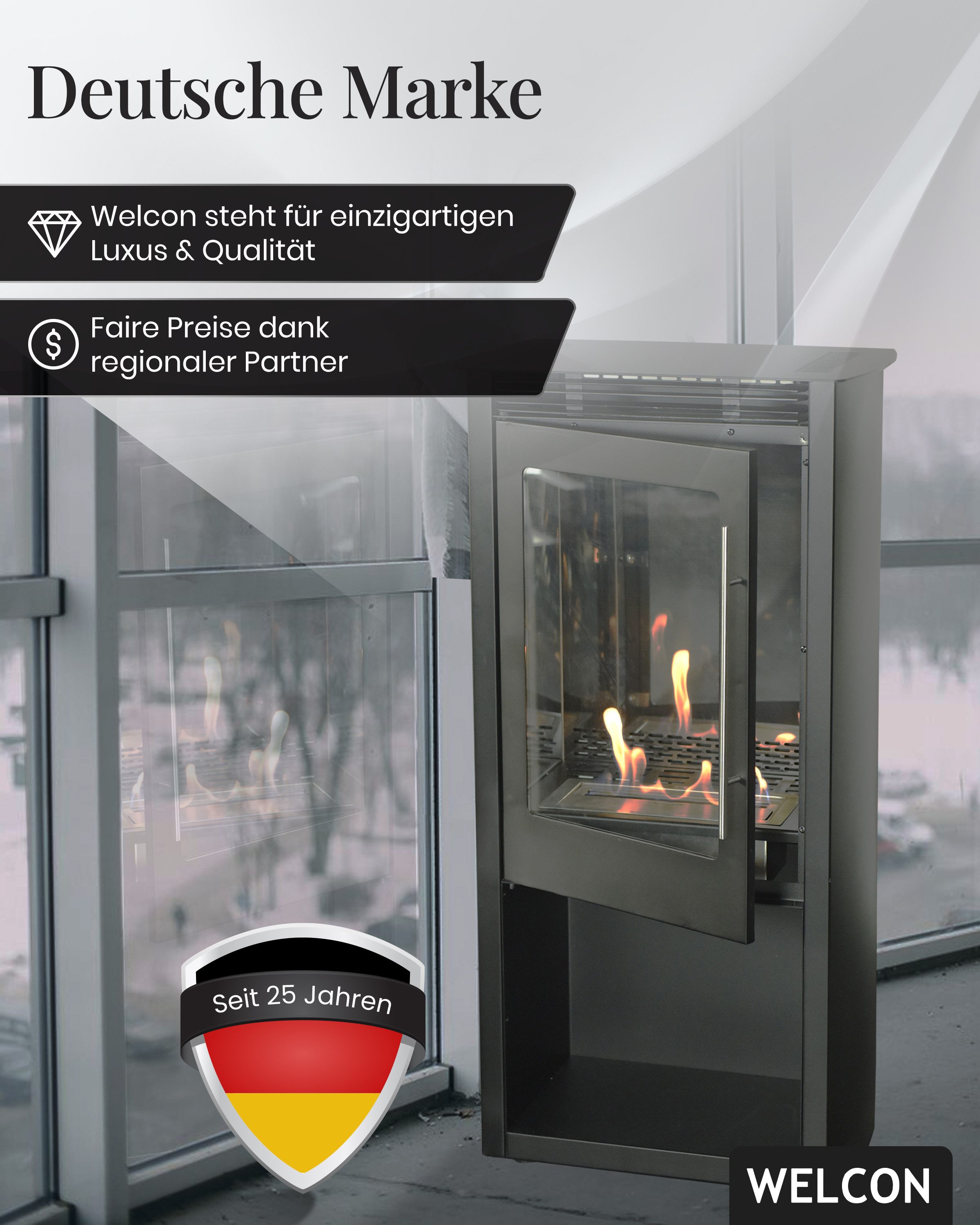 WELCON Echtfeuer-Dekokamin Kamin Trondheim