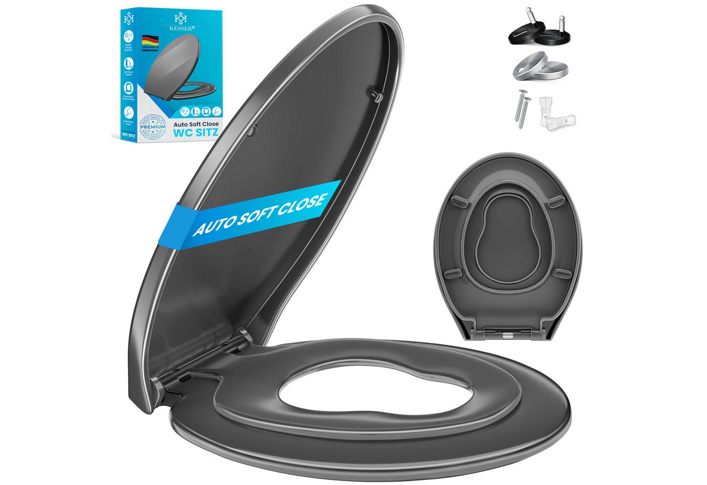 KESSER WC-Sitz, Toilettendeckel mit Absenkautomatik & Softclose aus Duroplast