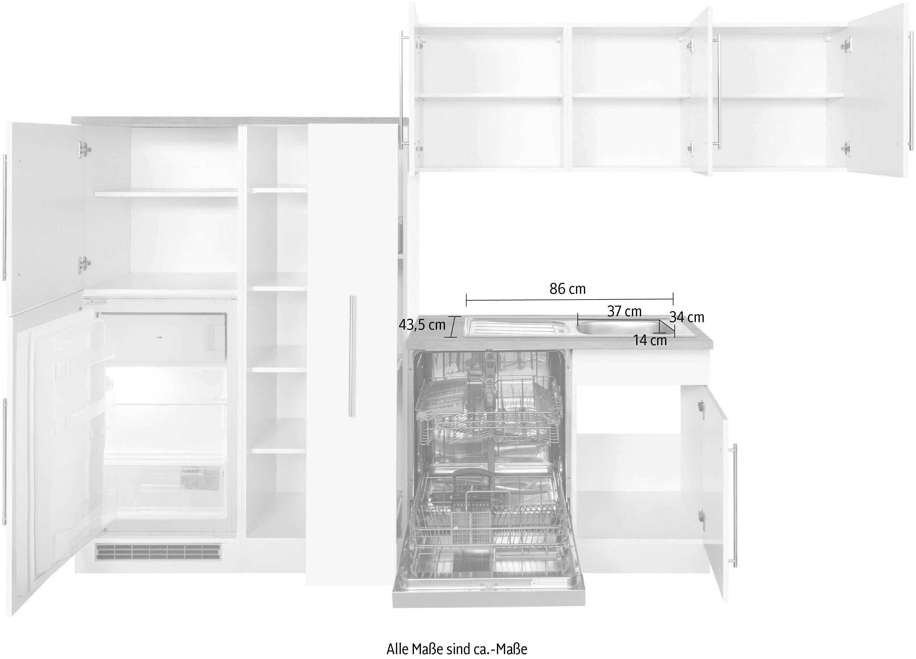 KOCHSTATION Winkelküche KS-Samos, Stellbreite 290x170 cm, wahlweise mit E-Geräten, mit Arbeitsplatte