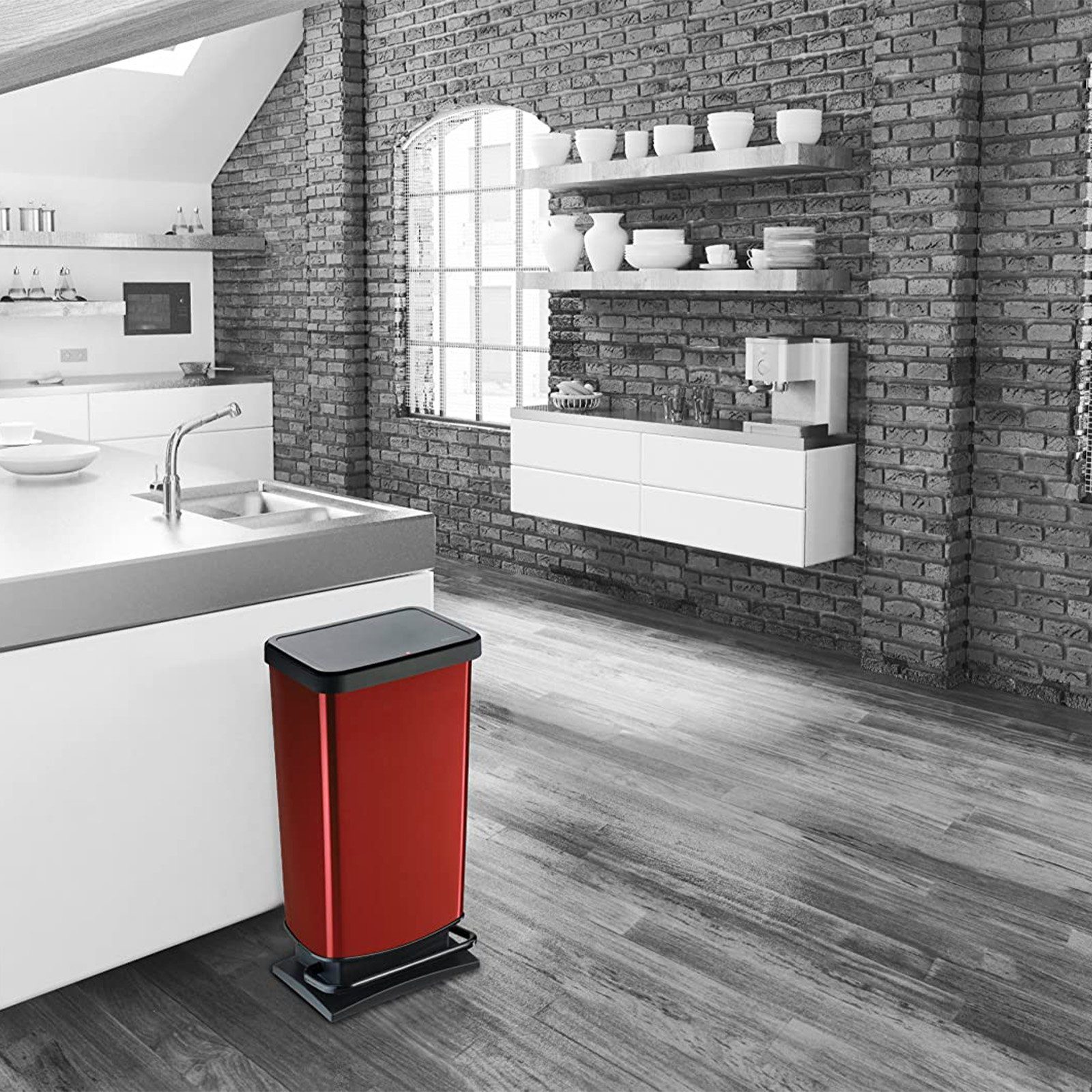 ROTHO Mülleimer Paso Mülleimer 40l mit Pedal und Deckel, hergestellt in der Schweiz