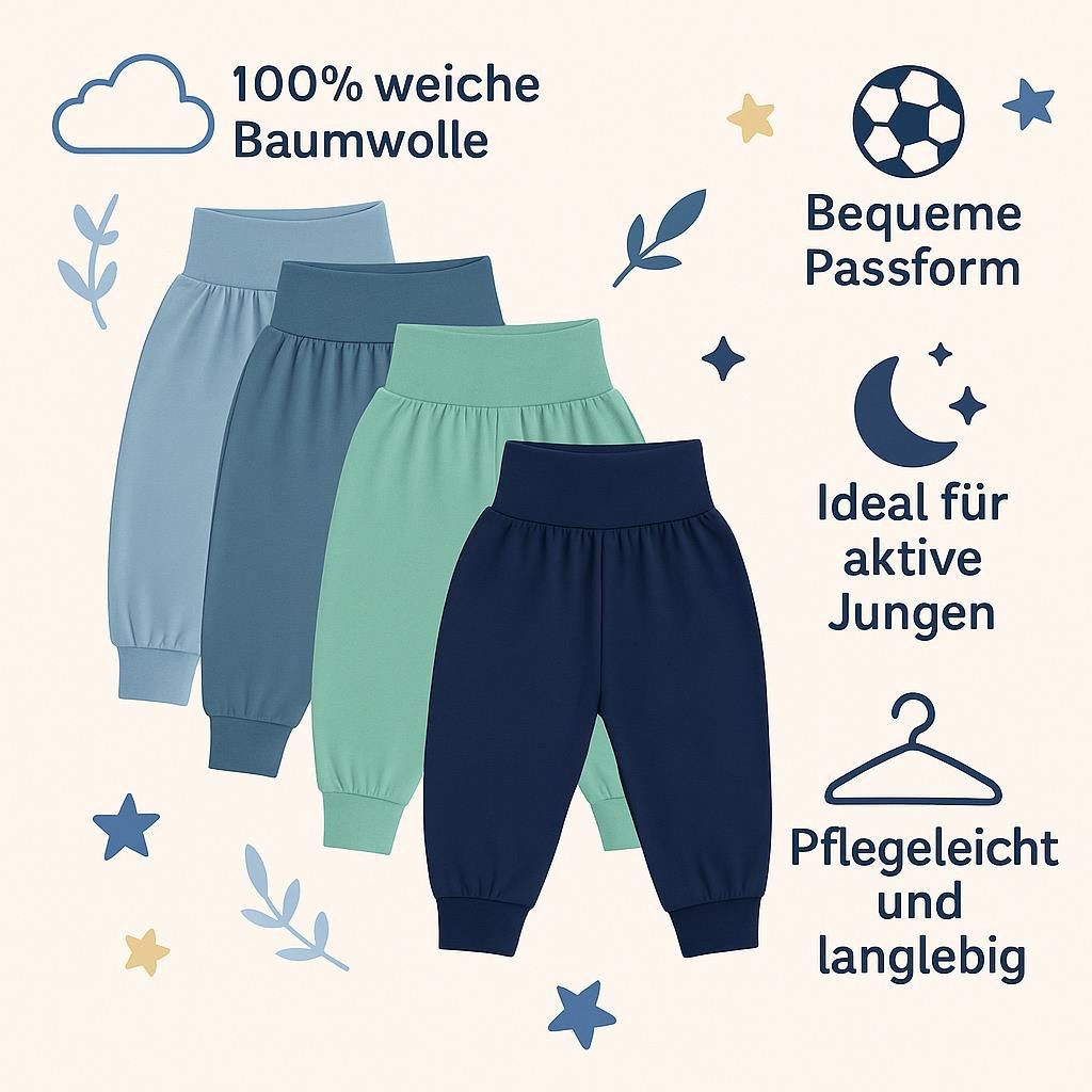 LOREZA Pumphose 5er Set Unisex Bequeme Babyhosen 100% Baumwolle Hose Pumphose (5-tlg) – Bild 2 von 4
