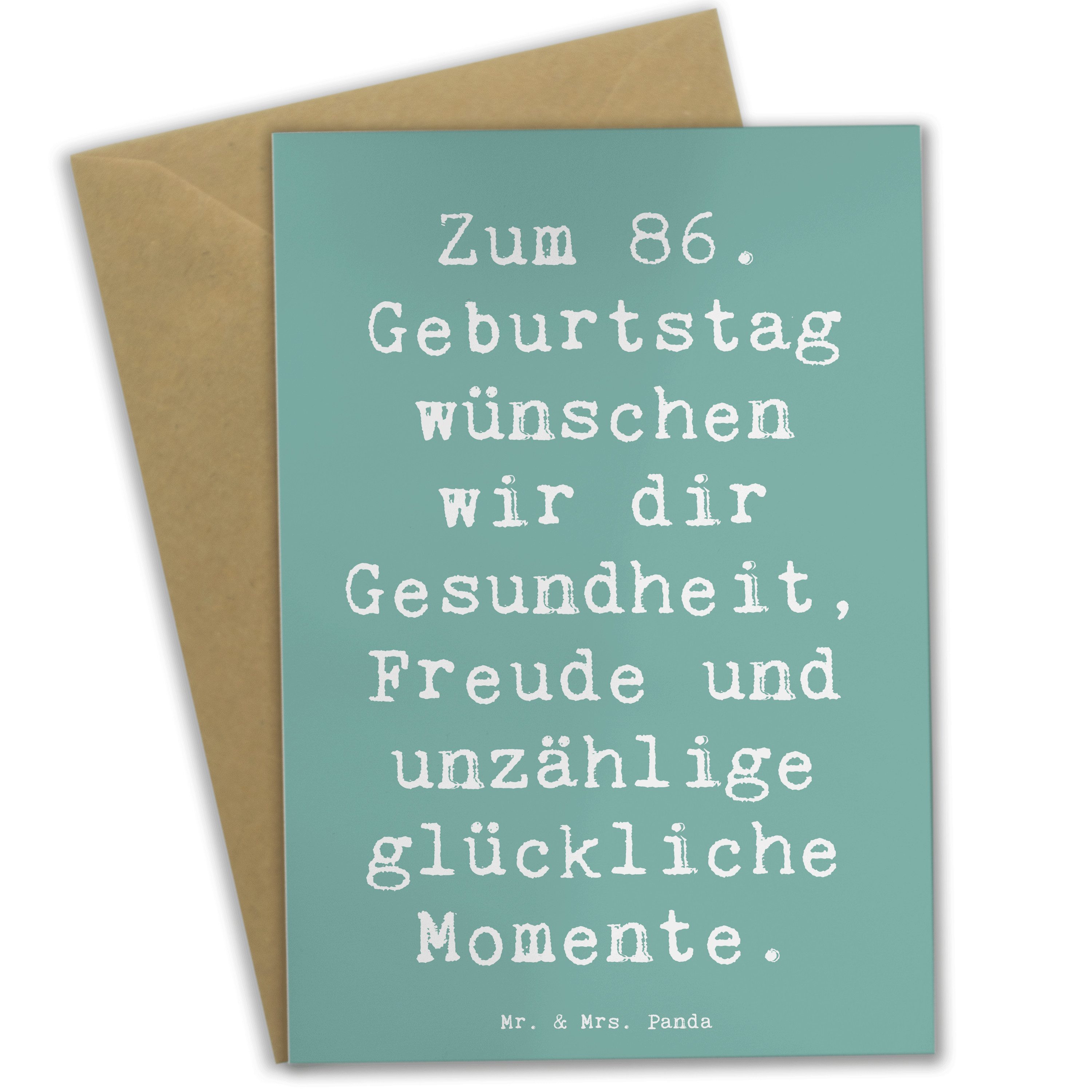 Mr. & Mrs. Panda Grußkarte Spruch 86. Geburtstag Wünsche Meeresbrise