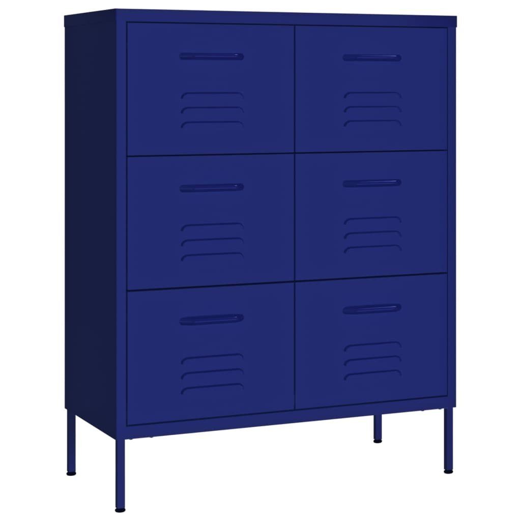 vidaXL Aktenschrank Schubladenschrank Marineblau 80x35x101,5 cm Stahl