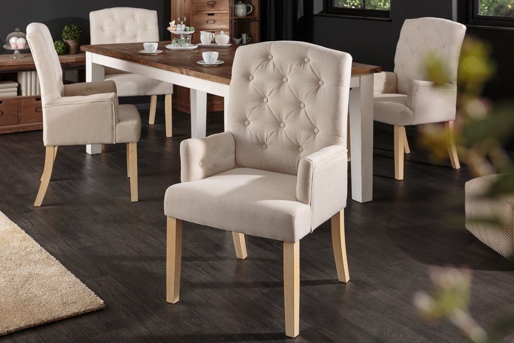 riess-ambiente Polsterstuhl CASTLE beige (Einzelartikel, 1 St), Esszimmer · Stoff · Massivholz · mit Armlehne · Landhausstil