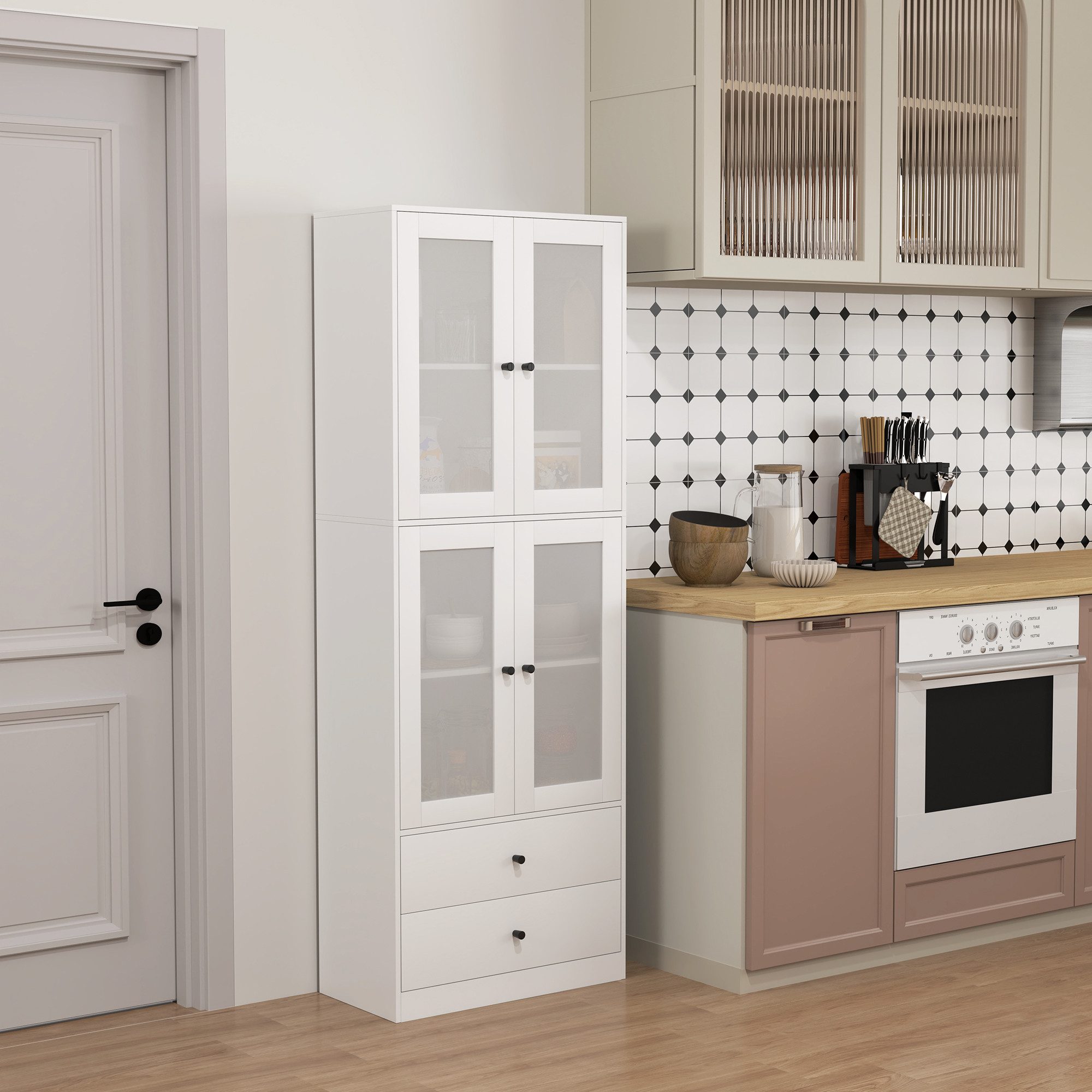 HOMCOM Küchenbuffet 170 cm hoher Küchenschrank günstig online kaufen