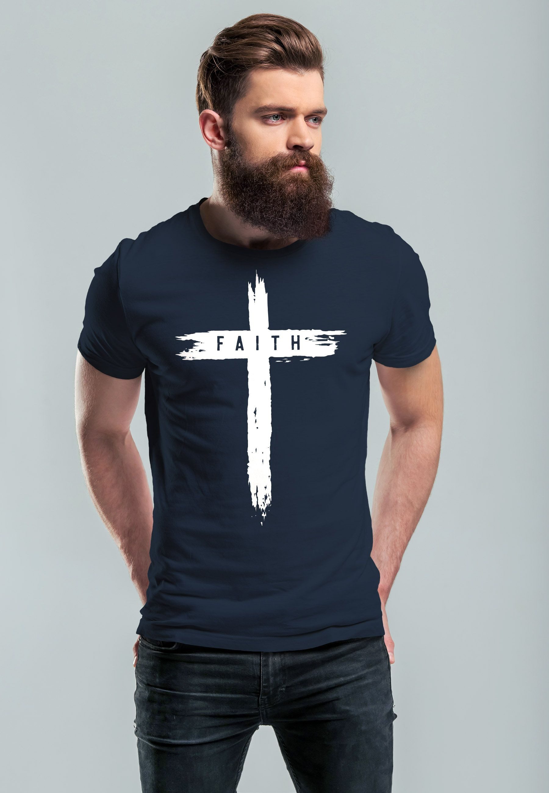 Neverless Print-Shirt Herren T-Shirt Printshirt Aufdruck günstig online kaufen