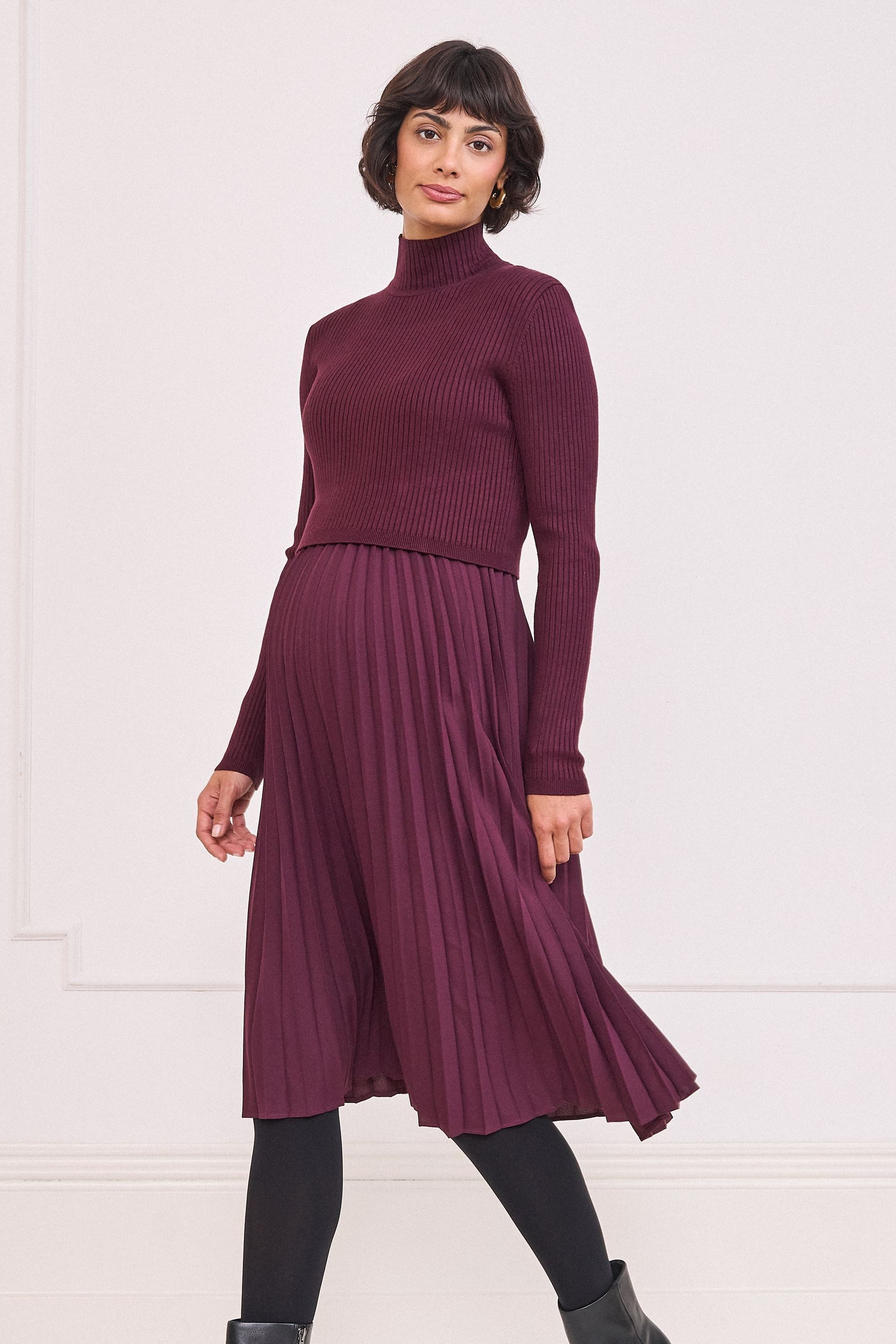 Seraphine Midikleid Seraphine Midi-Rollkragen-Stillkleid, Umstandsmode (2-tlg)