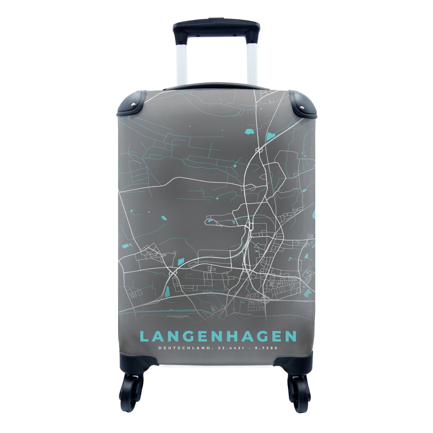 MuchoWow Handgepäckkoffer Stadtplan - Langenhagen - Deutschland - Karte, 4 Rollen, Reisetasche mit rollen, Handgepäck für Ferien, Trolley, Reisekoffer
