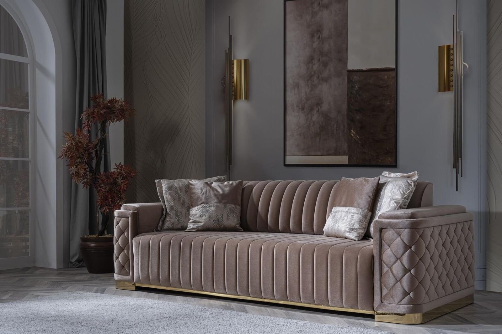 2tlg Couch Chesterfield Sofa Chesterfield-Sofa, JVmoebel Möbel Couchen 3+1 Sofagarnitur Luxus