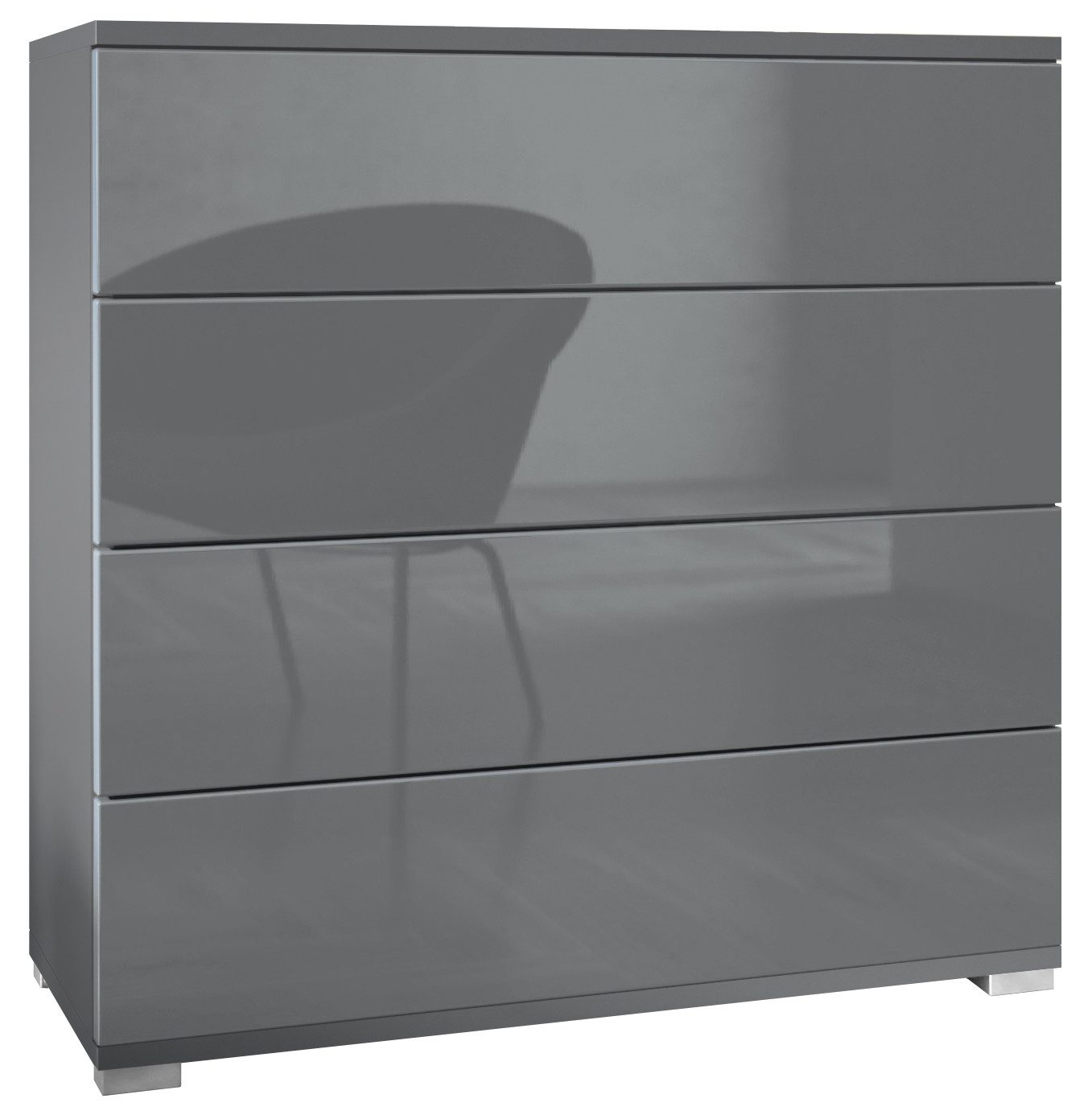Vladon Kommode Pavos V3 (Sideboard, mit 4 Schubladen), Anthrazit matt/Grau Hochglanz (76 x 76 x 35 cm)