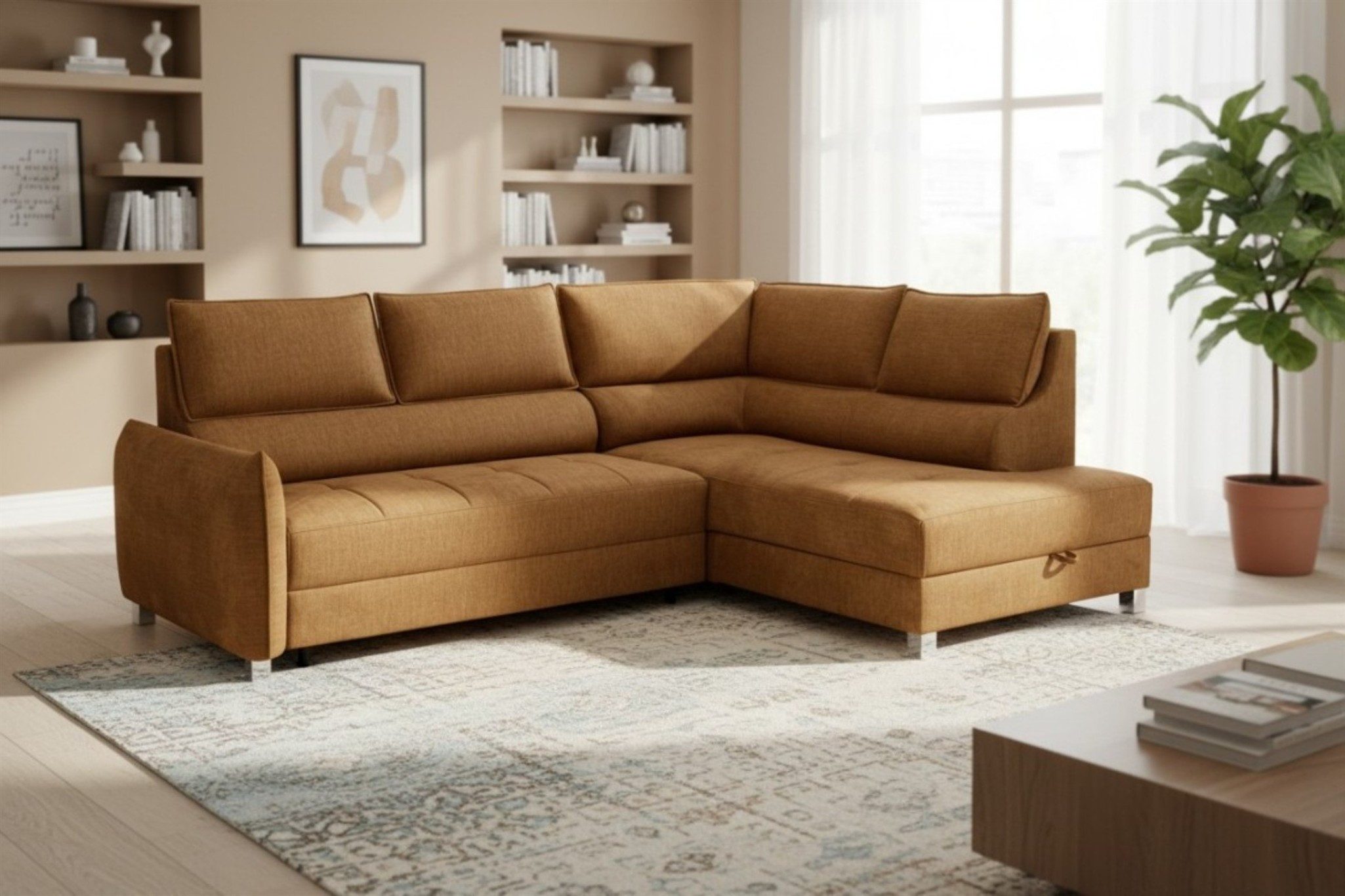 Fun Möbel Ecksofa Schlafsofa Sofa MARNO in Stoff Chill Me, inkl. Bettkasten, Höhe Füße: ca. 9 cm