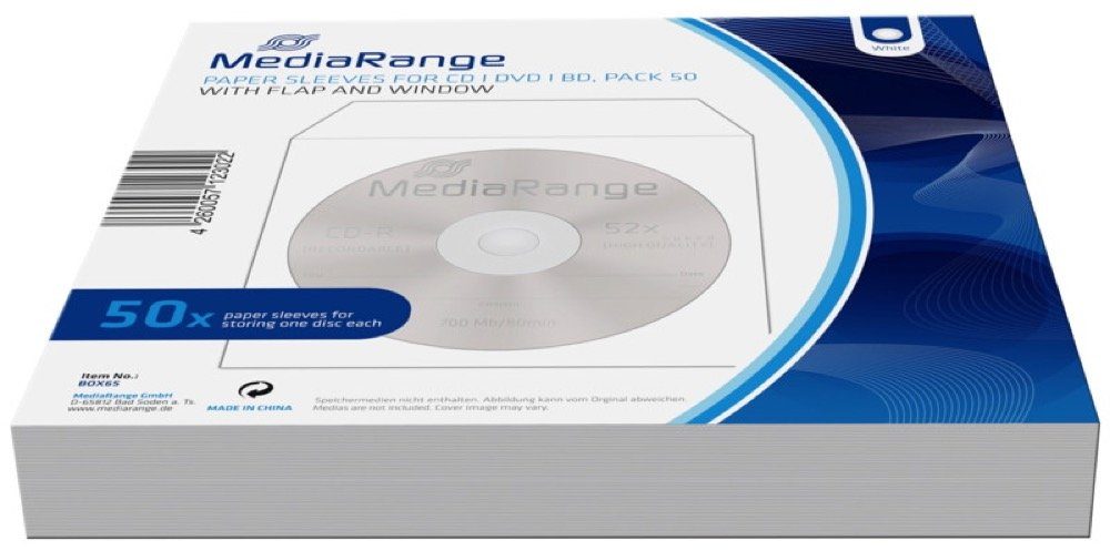 MediaRange CD Hüllen 50pcs Papier Flagwindow retail ChromeOS