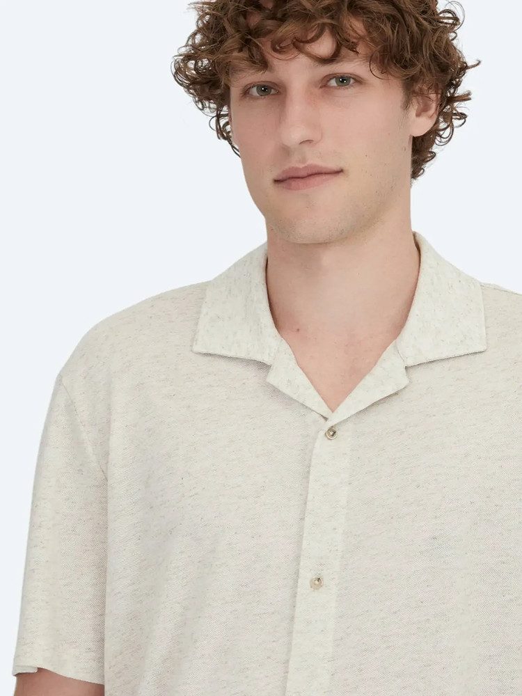 KİP Langarmhemd Beige gemustertes Strick-Casual-Leinenhemd