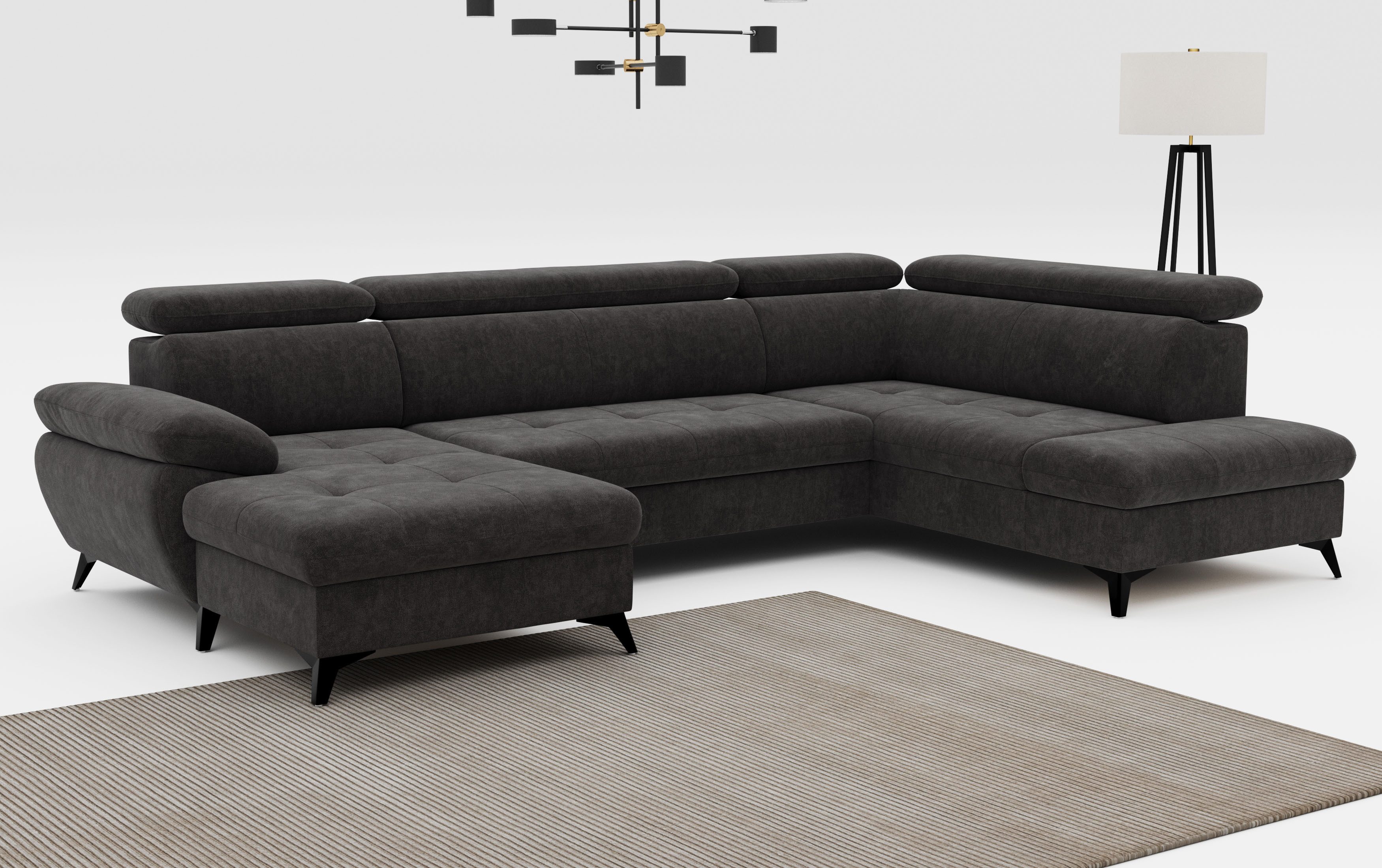 COTTA Wohnlandschaft Hudson U-Form, mit Kopfteilverstellung, wahlweise mit Bettfunktion & Bettkasten