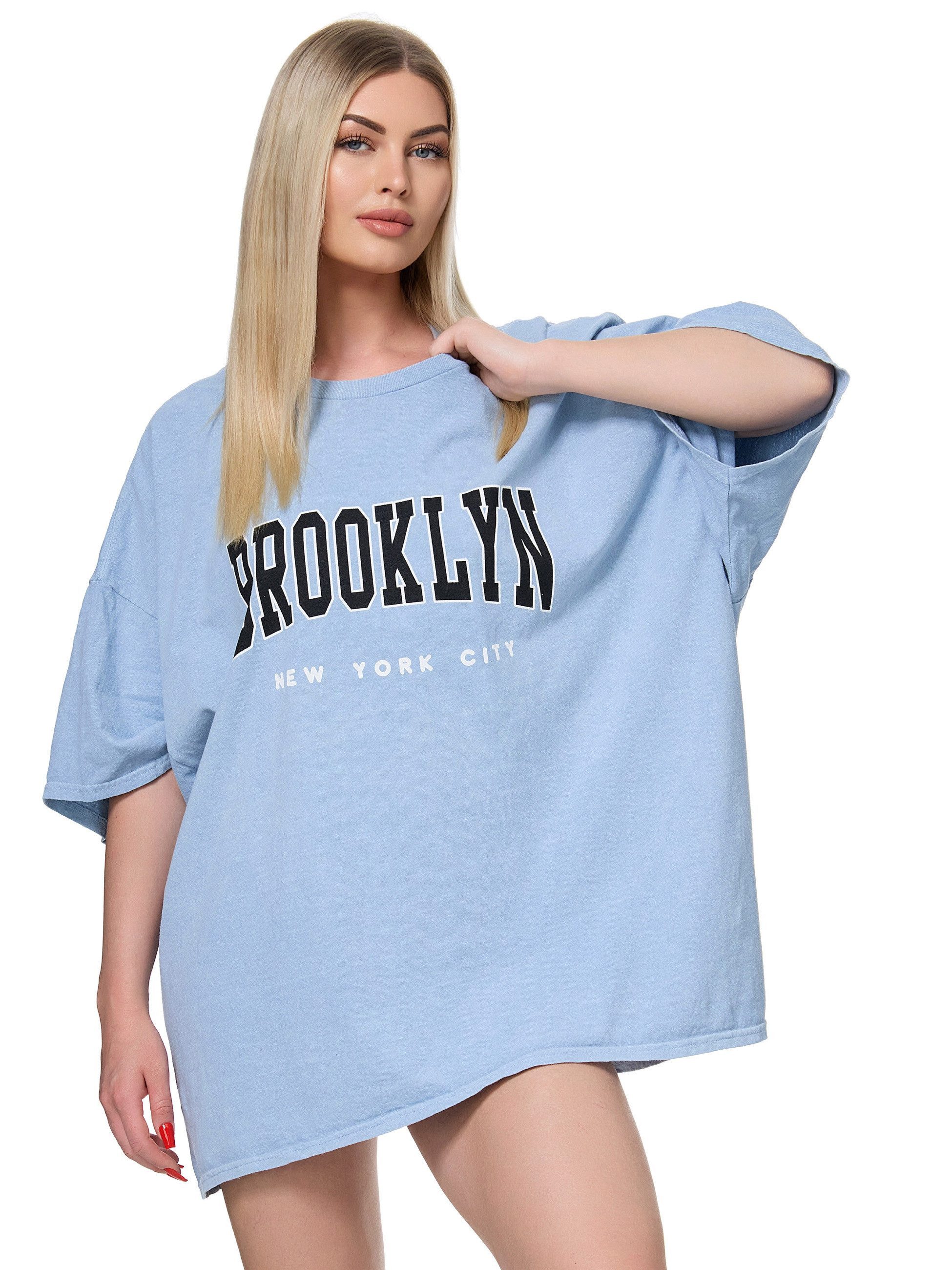 Worldclassca T-Shirt Worldclassca Oversized Print BROOKLYN T-Shirt lang Sommer Oberteil – Bild 5 von 5