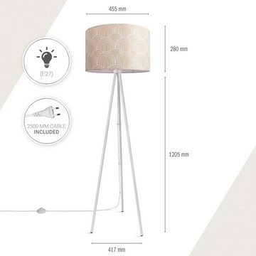 Paco Home Stehlampe Trina Pillar, ohne Leuchtmittel, Wohnzimmer Stehleuchte Dreibein Stativ Mit Stoffschirm Uni Modern