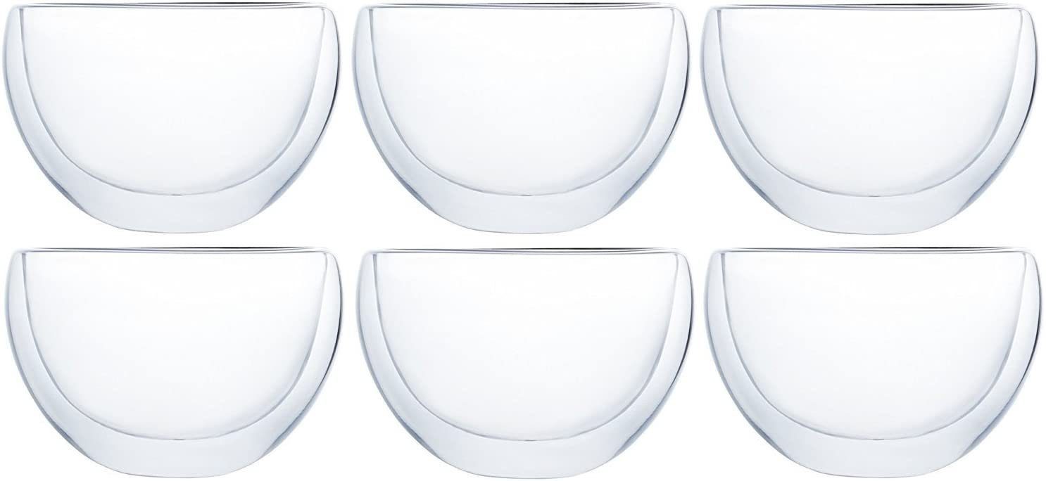 Klasique Gläser-Set 6 Doppelwandige Gläser 0,3L Kaffeeglas Espresso-Tasse Isolierglas, mundgeblasen aus hochwertig Borosilikatglas, Spülmaschinengeeignet Thermogläser mit Schwebeeffekt Glas Tee Wasser