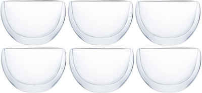 Klasique Gläser-Set 6 Doppelwandige Gläser 0,3L Kaffeeglas Espresso-Tasse Isolierglas, mundgeblasen aus hochwertig Borosilikatglas, Spülmaschinengeeignet Thermogläser mit Schwebeeffekt Glas Tee Wasser