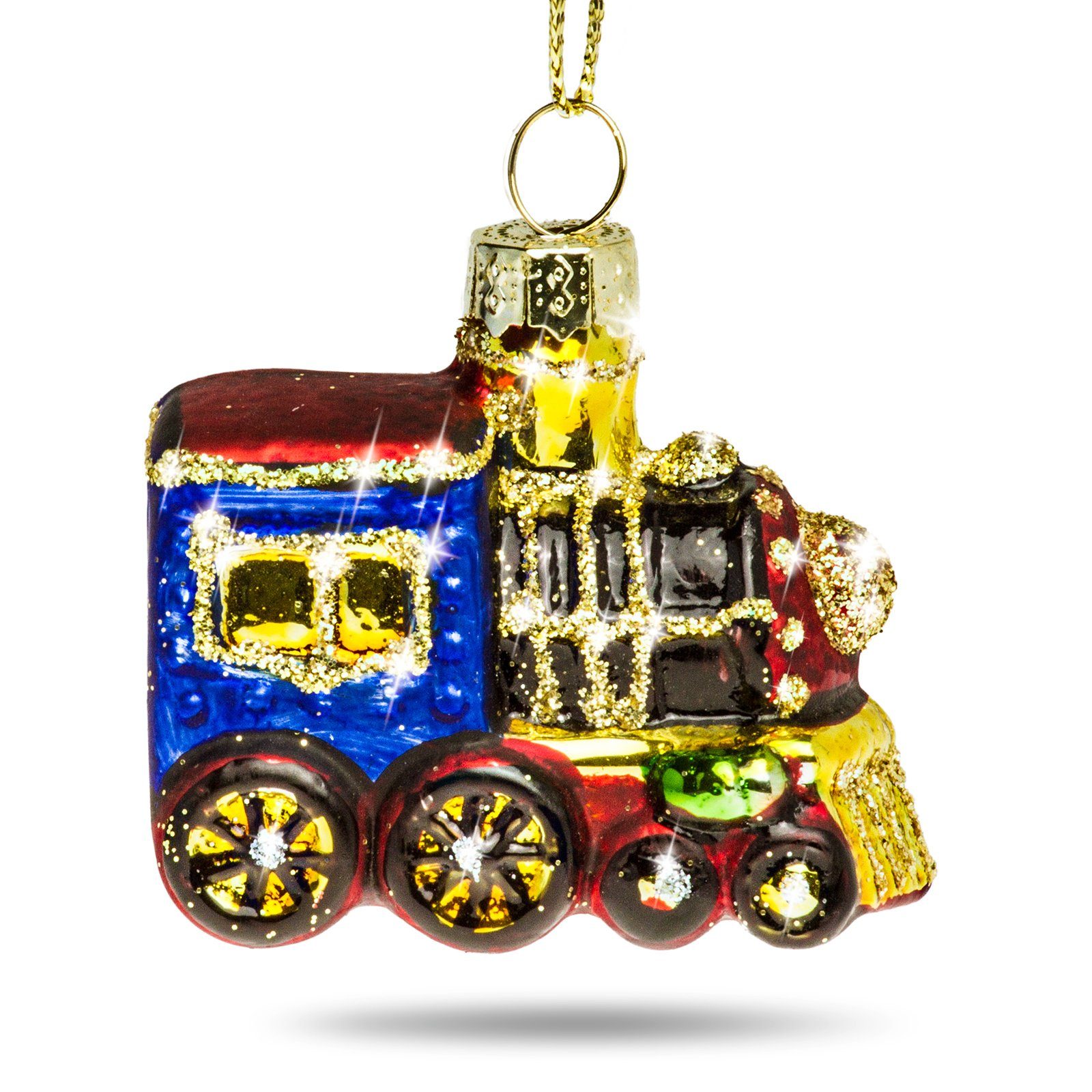 SIKORA Christbaumschmuck SIKORA BS395 Lokomotive Bunt Glas Figur Christbaumschmuck Weihnachtsbaum Anhänger | Dekohänger