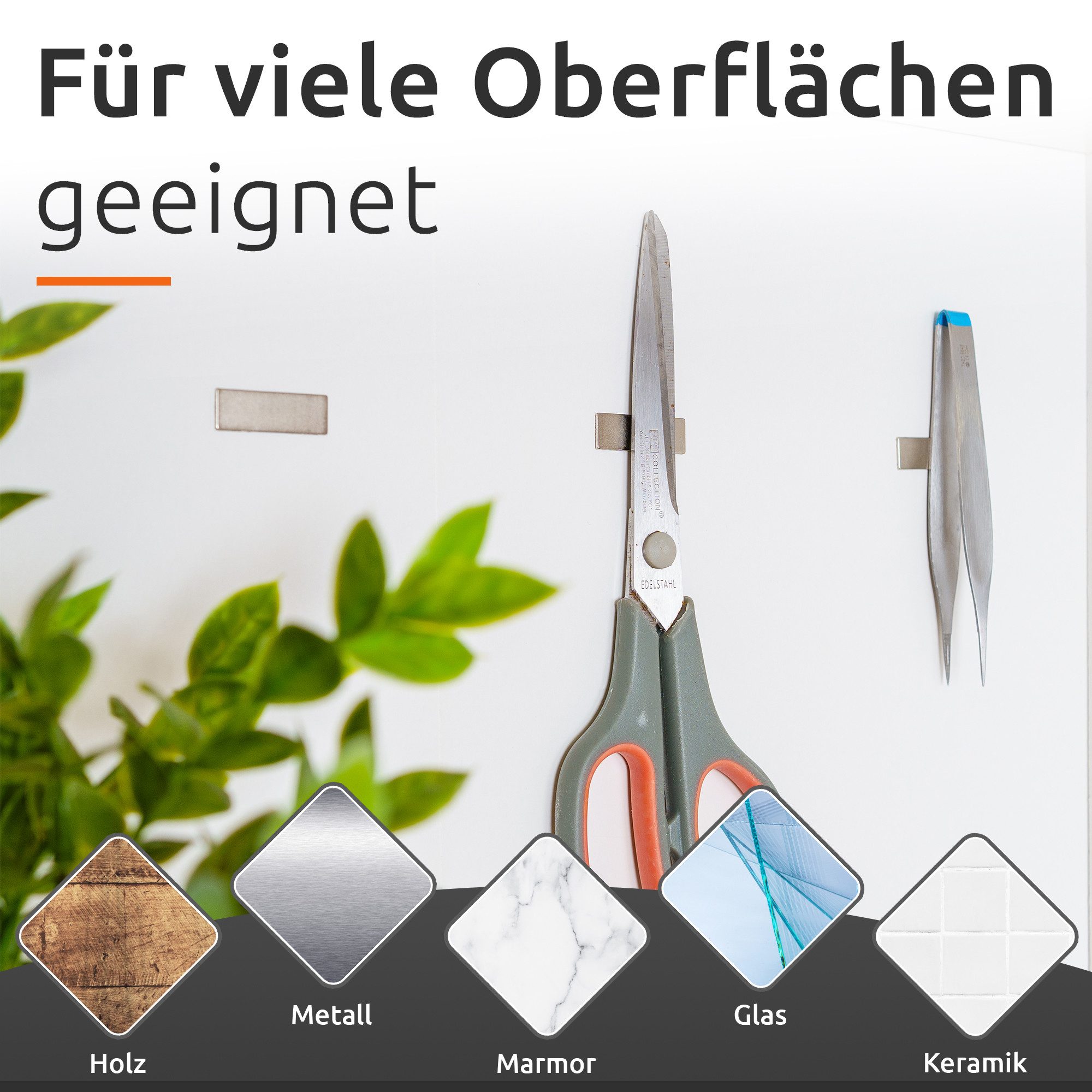 ECENCE Magnet Neodym Klebe-Magnete 12 Stck. selbstklebend Quader (12-St)