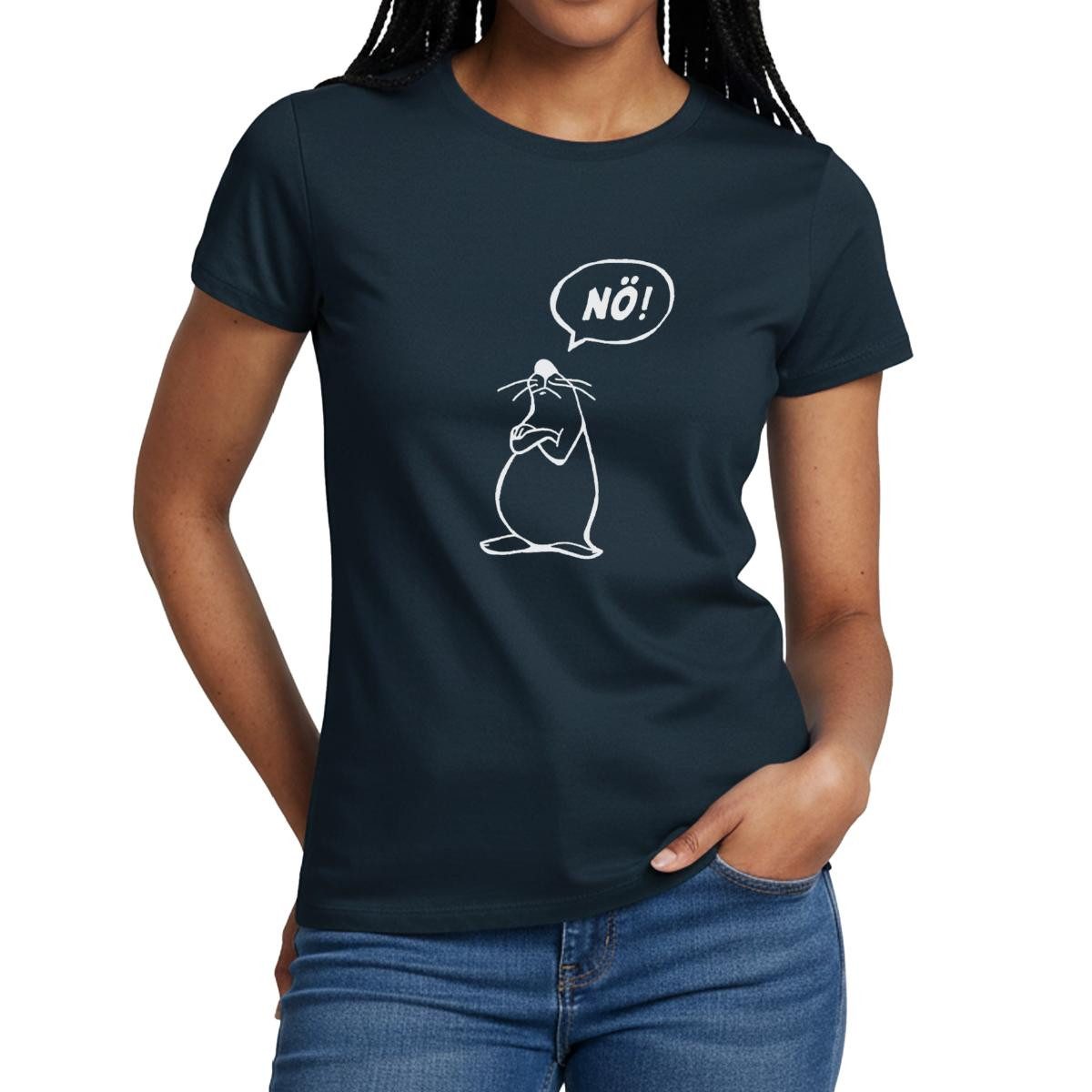 Spreadshirt T-Shirt Maus Lustiger Spruch Nö Bevor Du Fragst Nein Frauen T-Shirt (1-tlg) Slim Fit, fällt klein aus