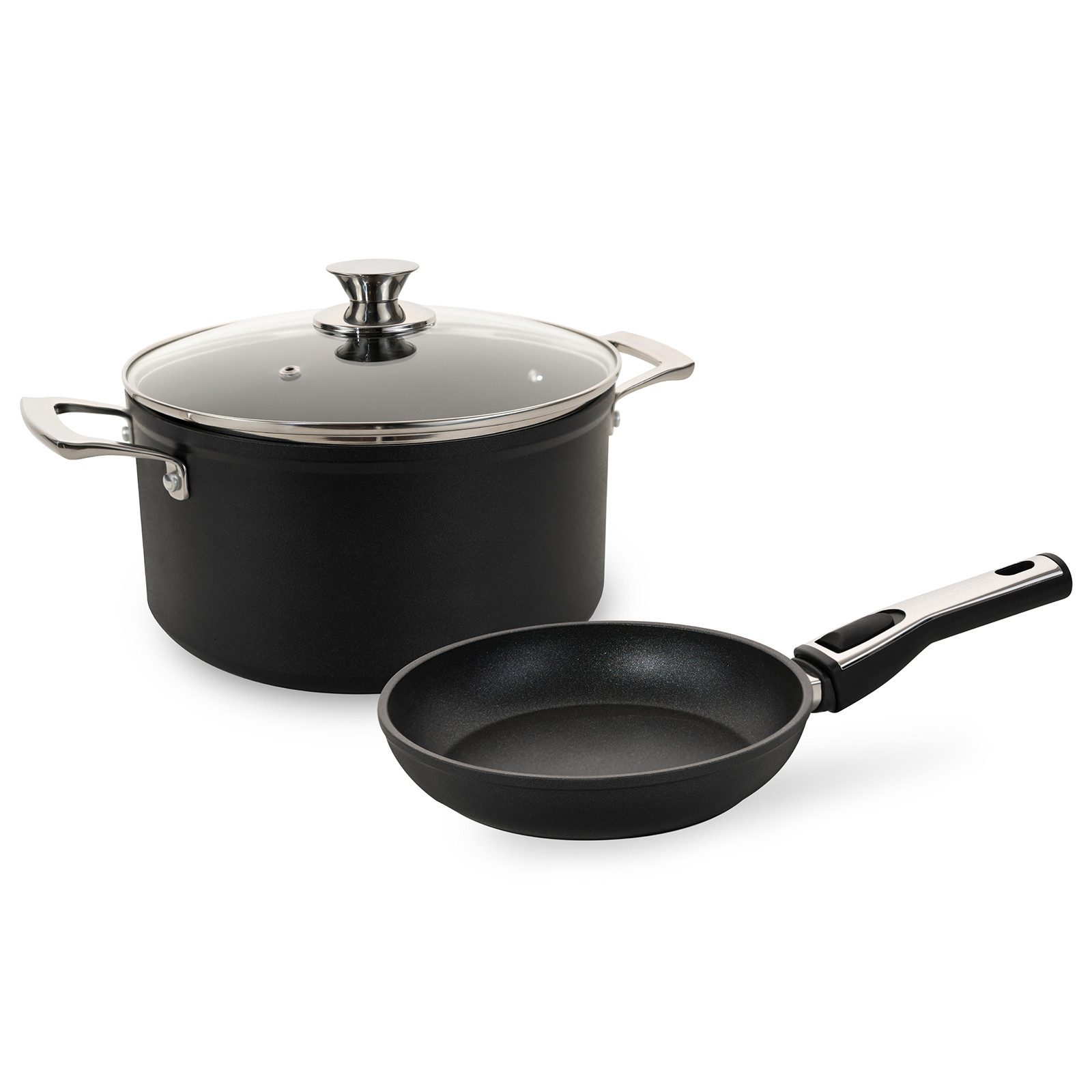 Genius Topf-Set Cerafit Plasma Kochgeschirr Set 3-tlg Pfanne 20 cm + Topf 24 cm, Aluminium (Set 3-tlg), 3-lagige Antihaft-Beschichtung, induktionsgeeignet