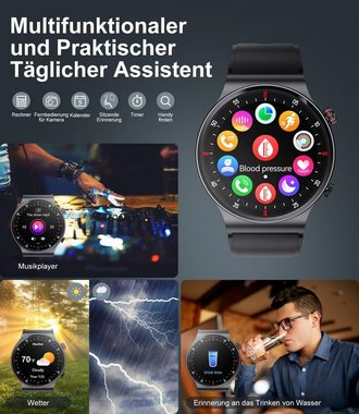 FEELNEVER Smartwatch (1,39 Zoll, Android iOS), Herren mit Telefonfunktion mit SpO2 100+ Sportmodi IP67 Wasserdicht