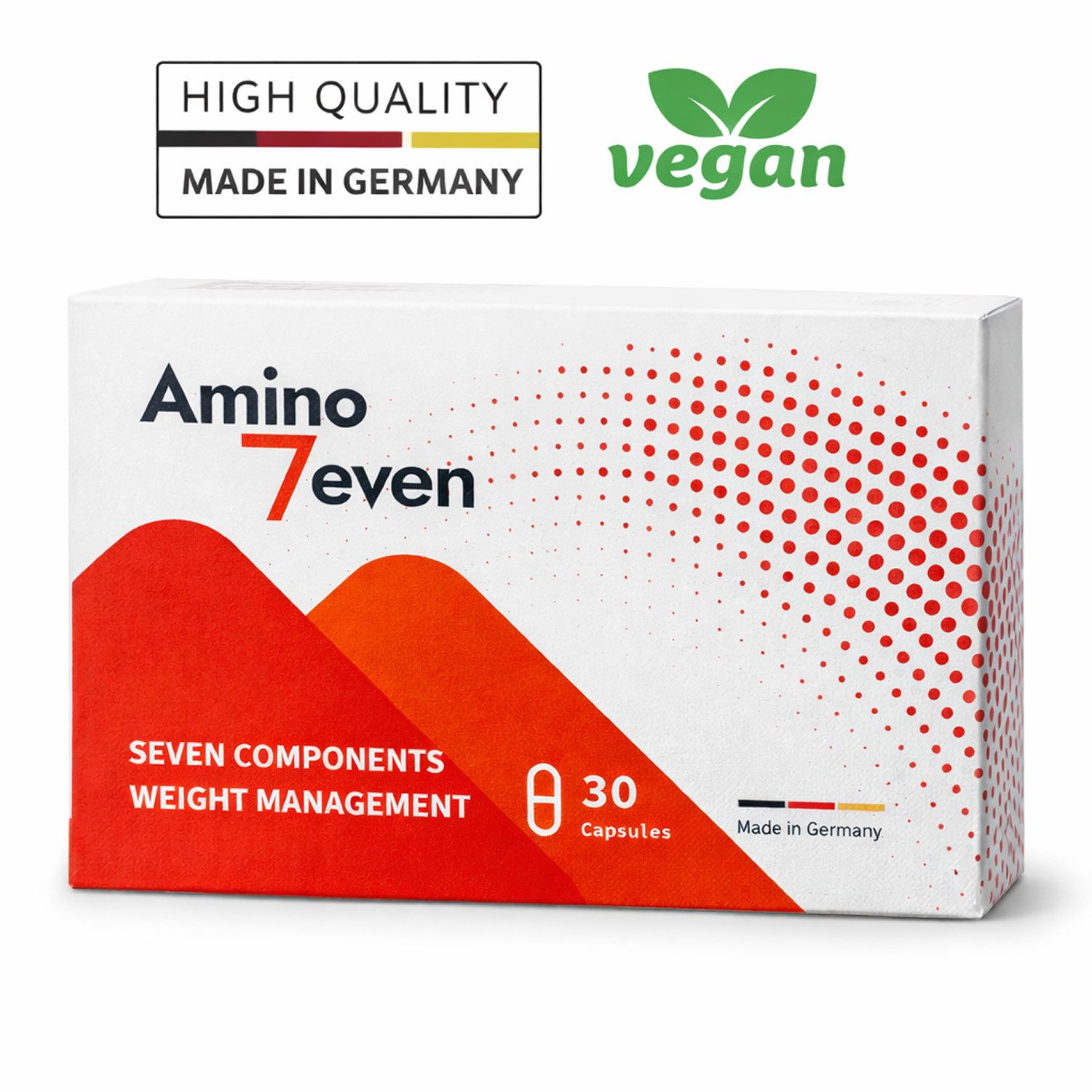Amino 7even Amino-Komplex–mit L-Carnitin, L-Arginin, L-Theanin, Leucin & Prolin Kapseln, 30 er Packung à 30 St., 1 g, 7-fach Formel, vegan, Made in Germany