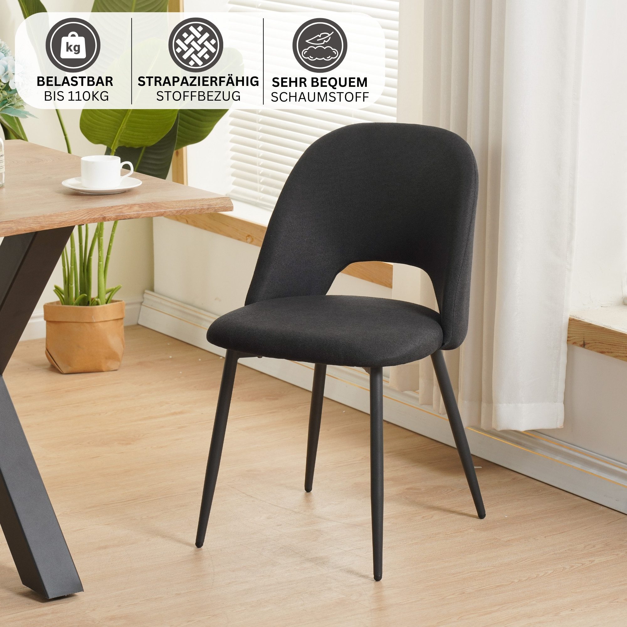 Albatros International Esszimmerstuhl Esszimmerstuhl SILVI Stoff 2er Set Sc günstig online kaufen