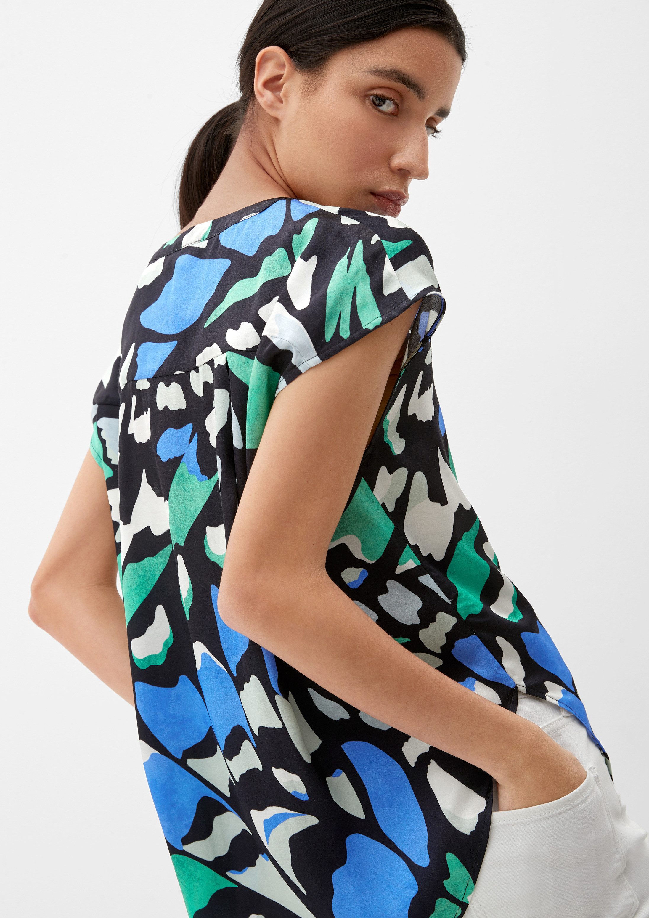 s.Oliver Blusentop Bluse Satinbluse mit Allover-Muster