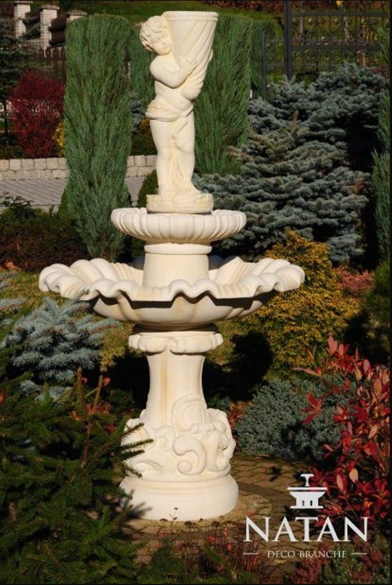 JVmoebel Skulptur Springbrunnen Garten Teich Steinbrunnen Gartenbrunnen Stein Fontaine