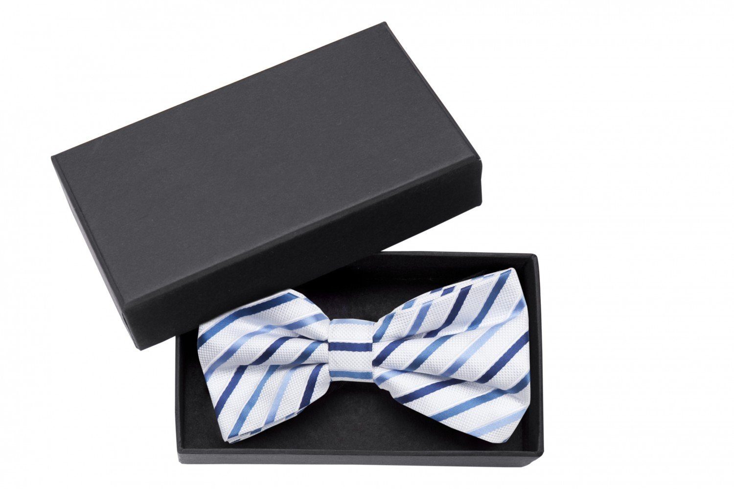 Fabio Farini Fliege Herren Fliegen mit Farbton Weiß - Männer Querbinder Vorgebunden (Gestreift) Streifen - Weiß/Blau - White Mountain/Stratos Blue/Dark Blue Moon